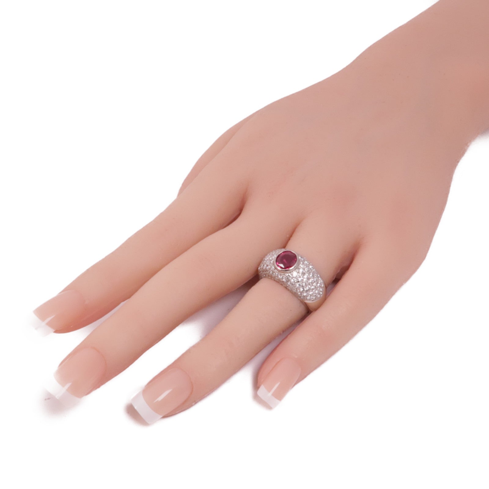 JEWELRY PT900鉑金Ruby Diamond Ring鑽石戒指US#6.5