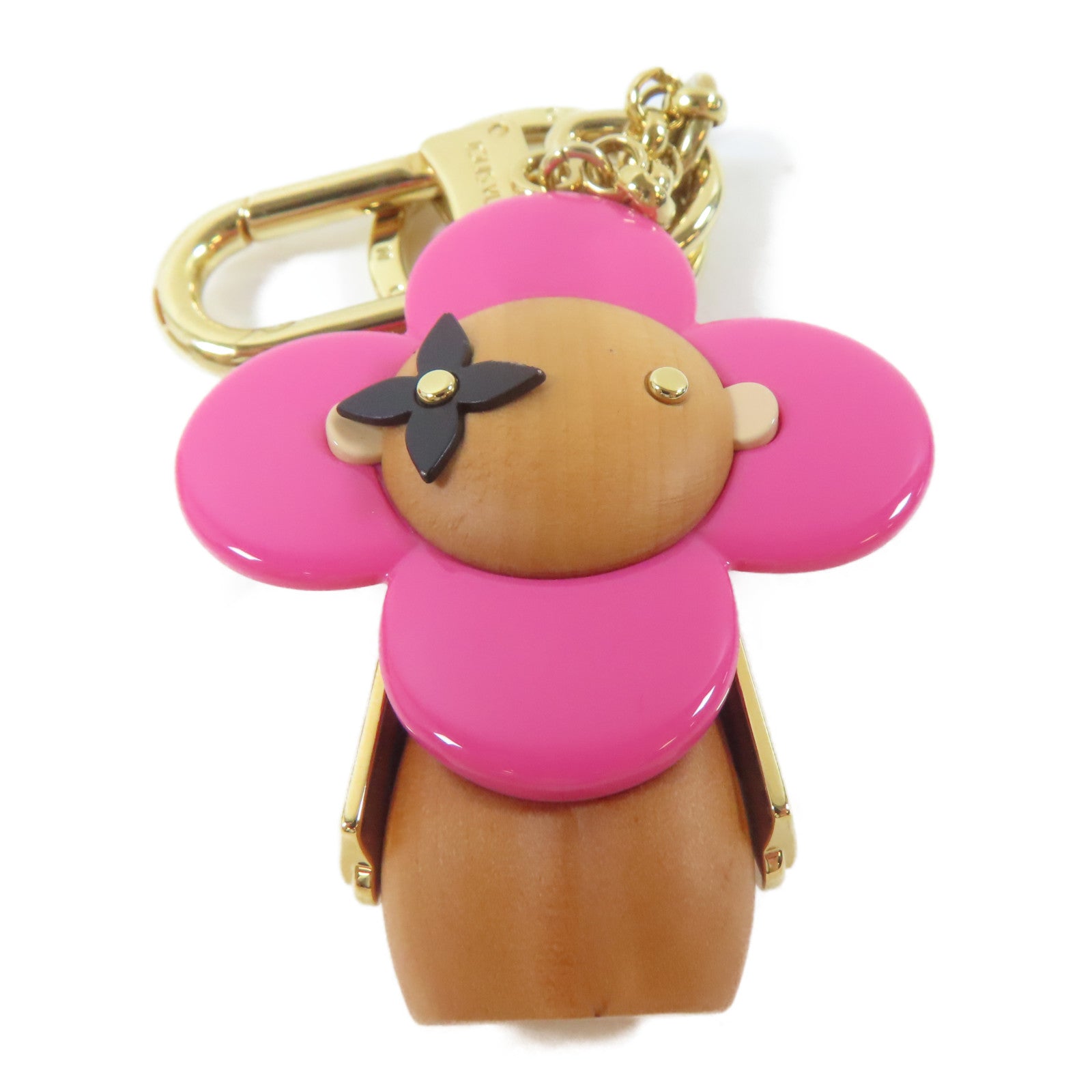 LOUIS VUITTON 羊毛/金屬Porte Cle Vivienne鎖匙扣啡色/粉紅色