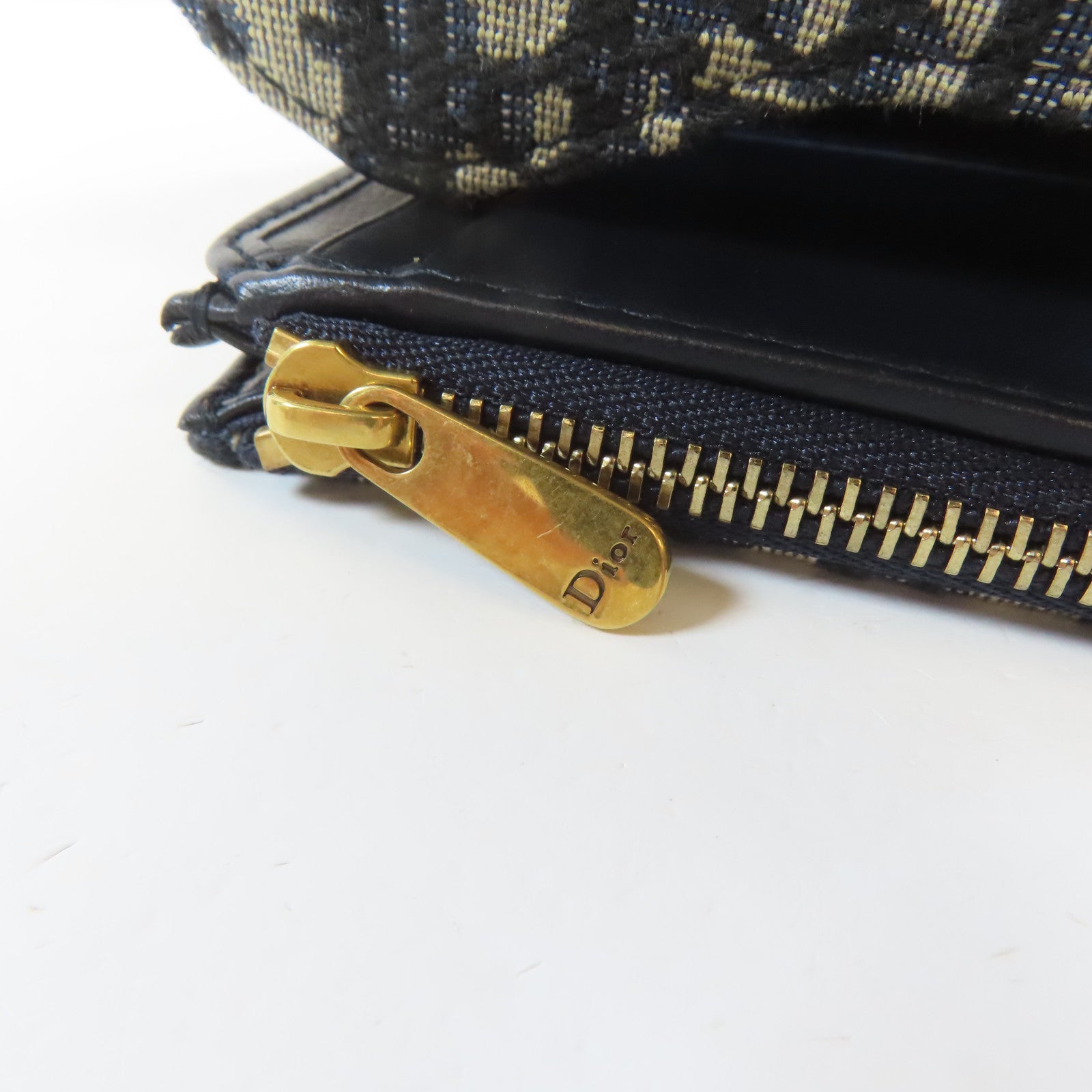 Dior 帆布Trifold Wallet金扣錢包藍色/米色