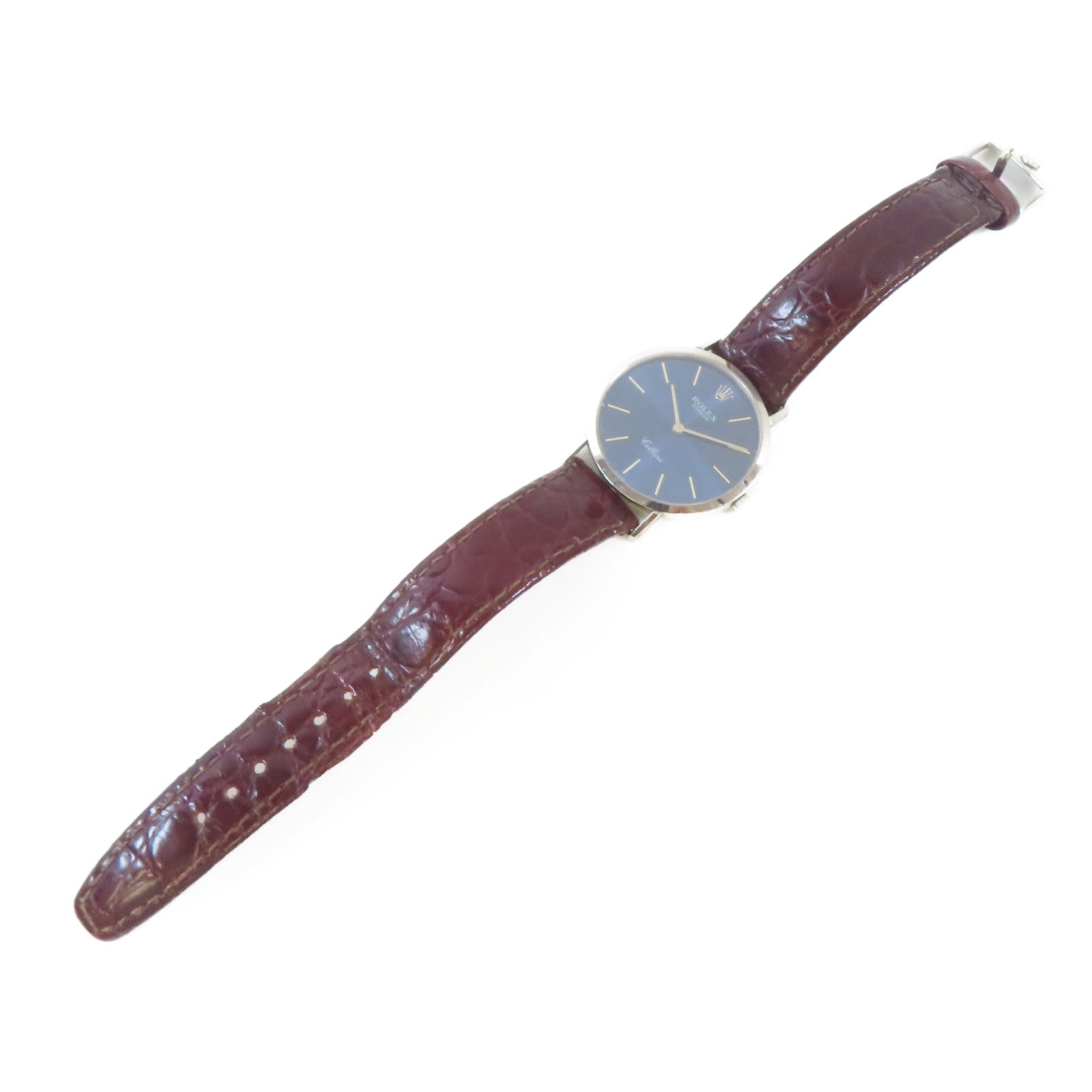 ROLEX Cellini18K白金/不鏽鋼/皮革手錶手動機芯藍色