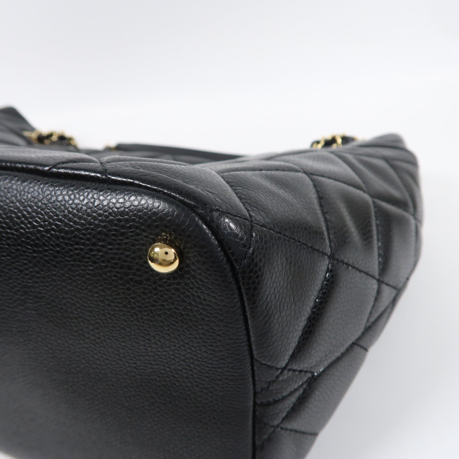 CHANEL 牛皮皮革Chain Shoulder Bag金扣鏈帶肩背袋黑色