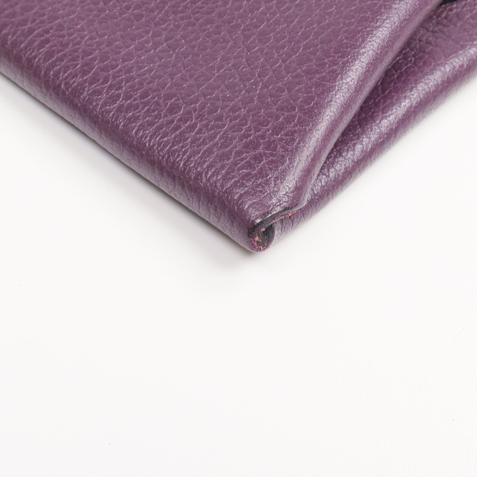 HERMES Chevre皮革Bastia銀扣零錢包Anemone