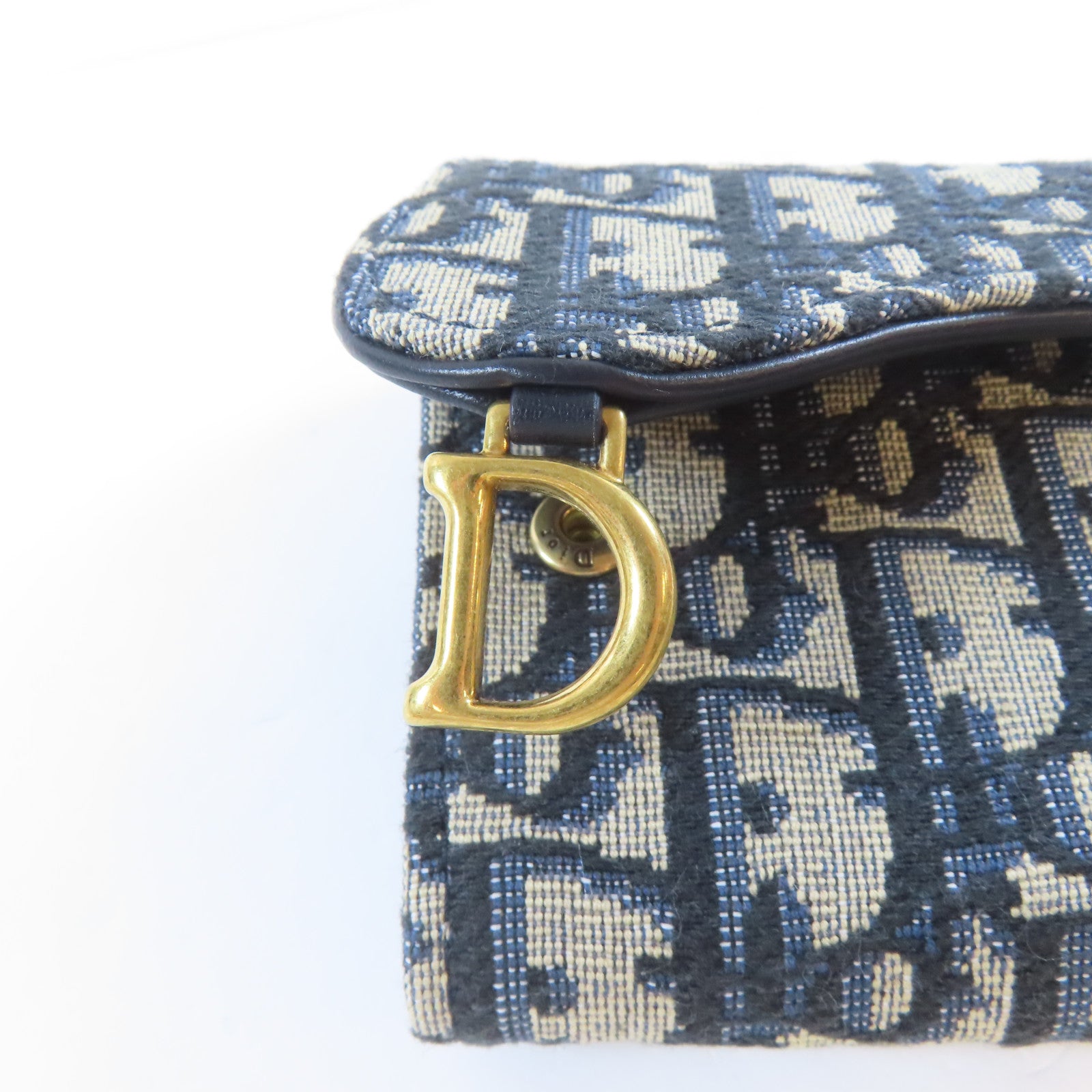 Dior 帆布Trifold Wallet金扣錢包藍色/米色