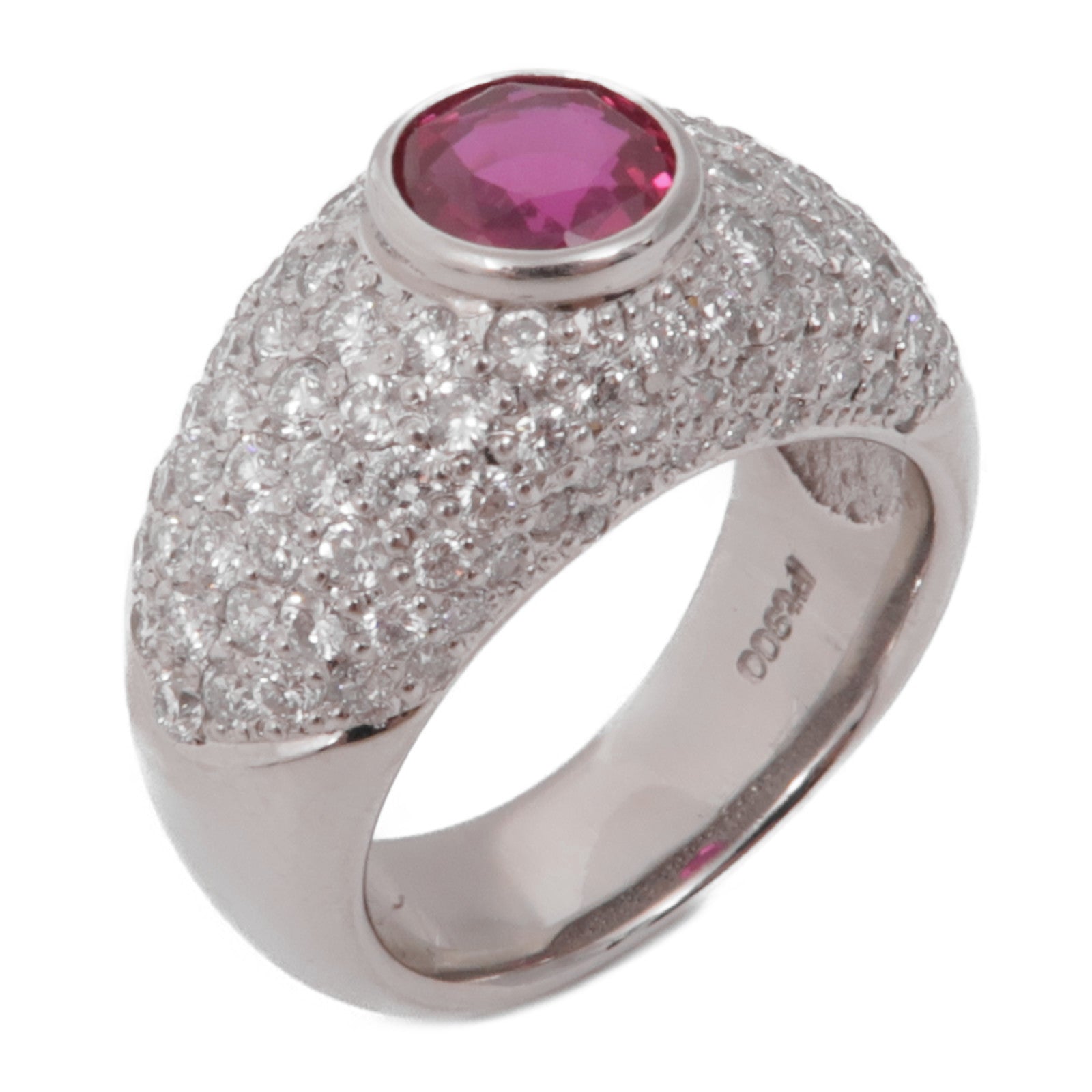 JEWELRY PT900鉑金Ruby Diamond Ring鑽石戒指US#6.5