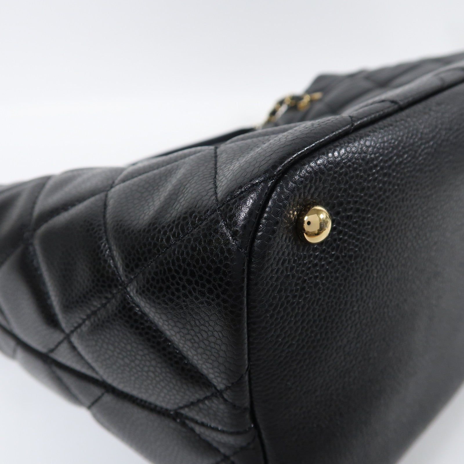 CHANEL 牛皮皮革Chain Shoulder Bag金扣鏈帶肩背袋黑色