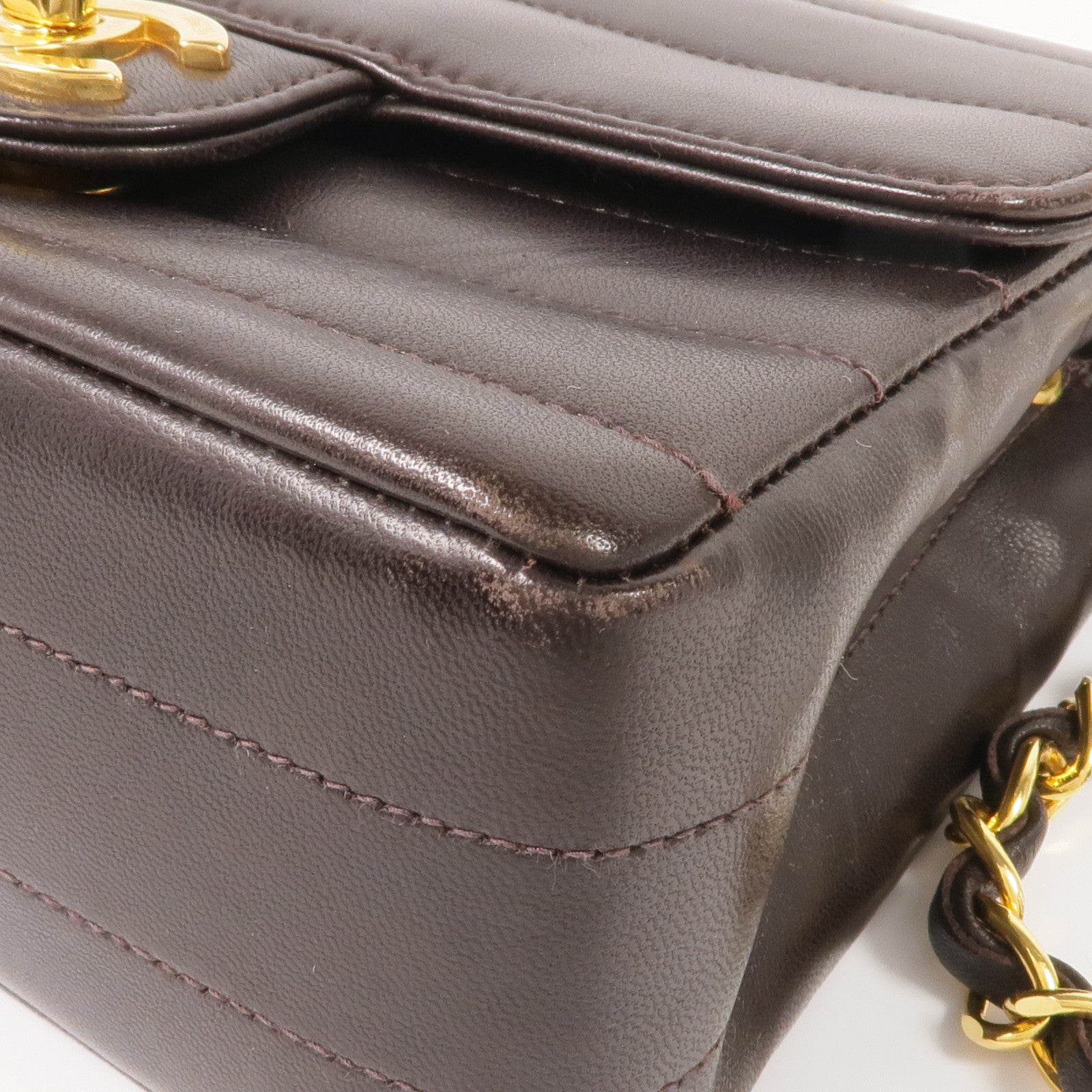 CHANEL 羊皮皮革Vintage Mini Flap Bag金扣鏈帶肩背袋