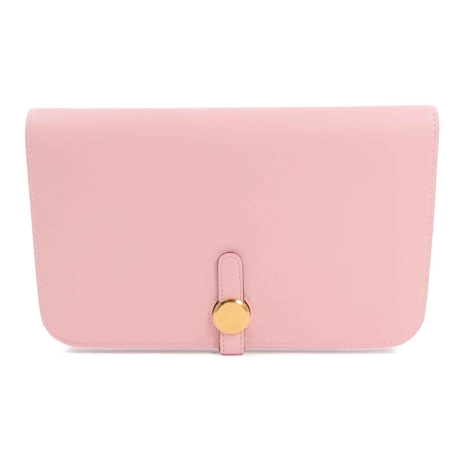 HERMES Swift皮革Dogon GM長錢包Rose Sakura