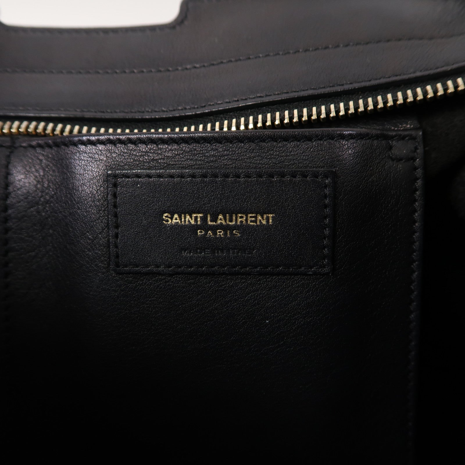 YVES SAINT LAURENT 牛皮皮革Cabas Y 2 way Shoulder bag金扣手挽肩背兩用袋黑色