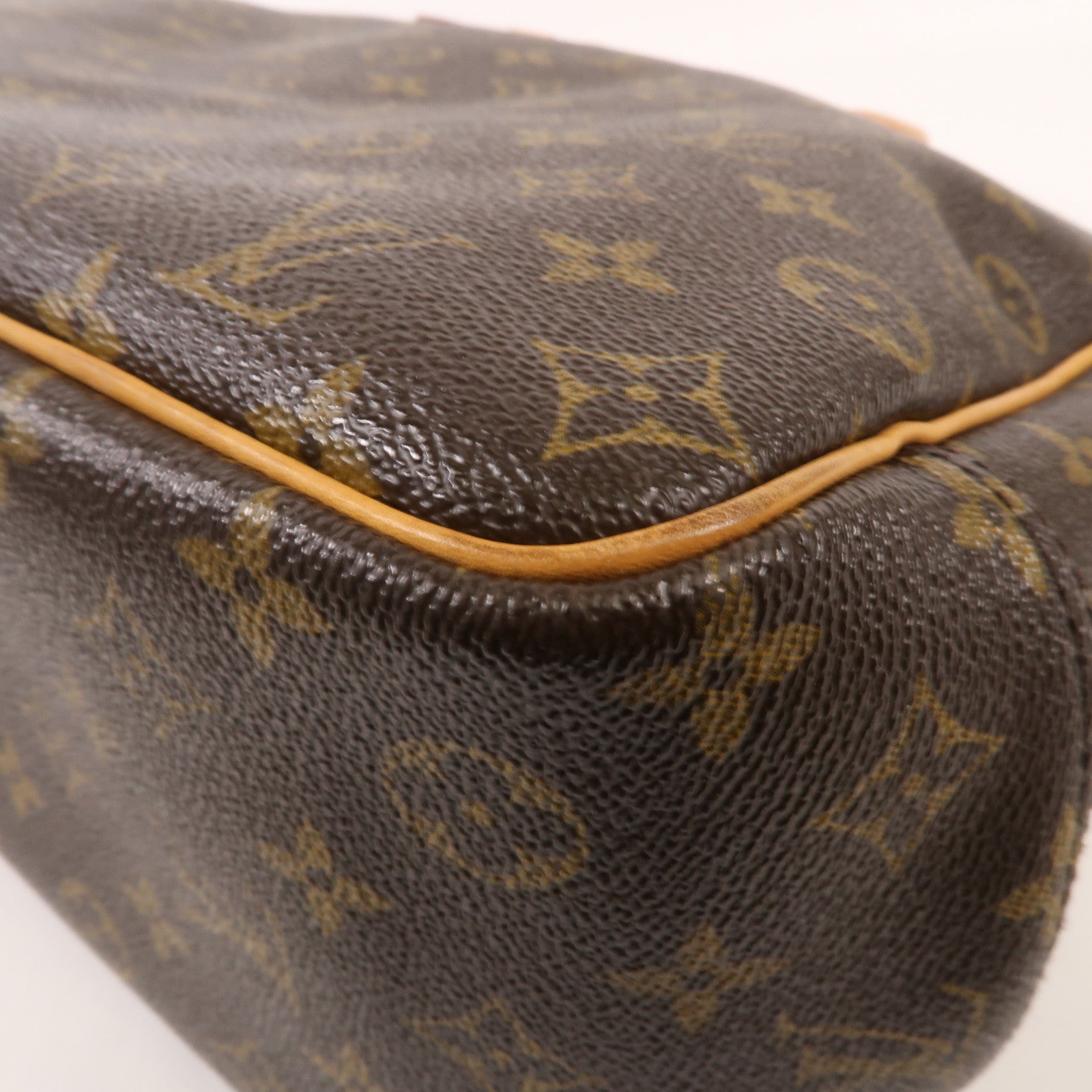 LOUIS VUITTON Monogram Deauville金扣手挽袋棕色