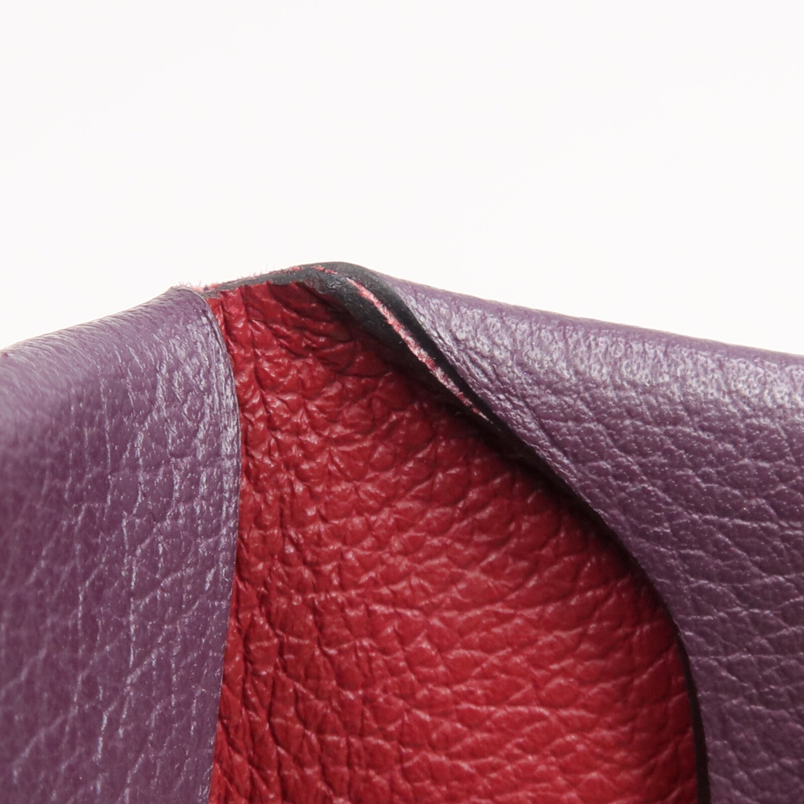 HERMES Chevre皮革Bastia銀扣零錢包Anemone