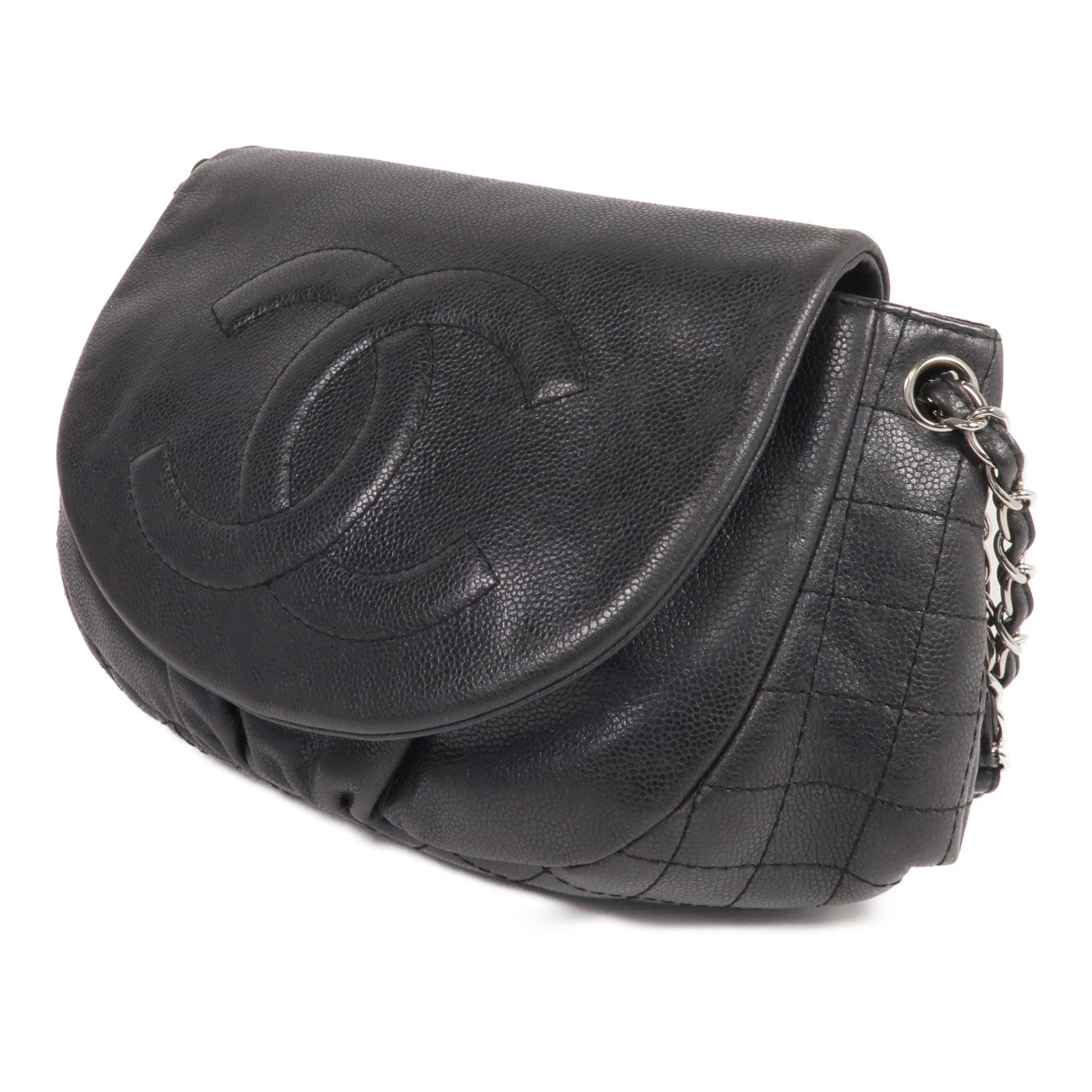 CHANEL 牛皮皮革Chain Shoulder Bag銀扣鏈帶肩背袋