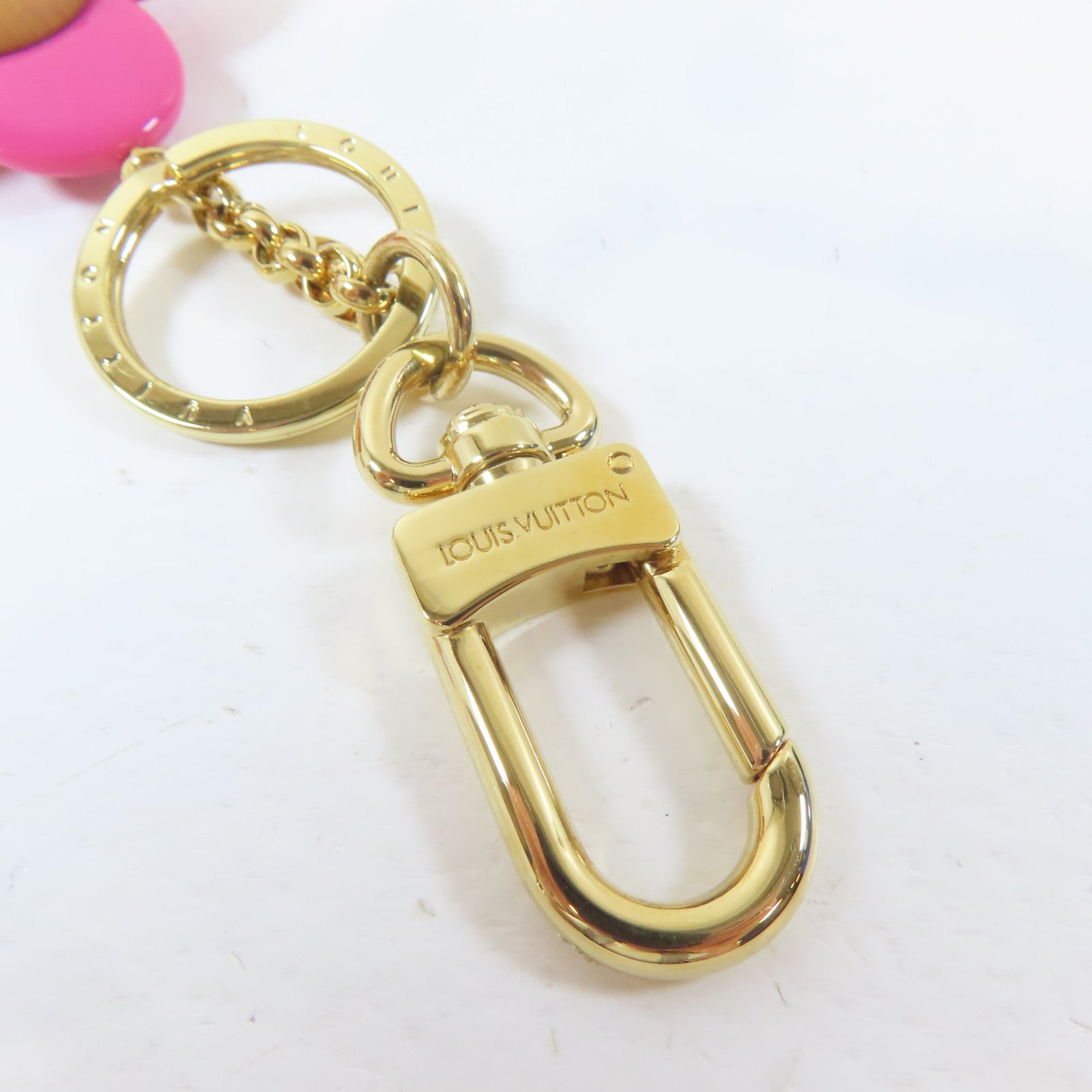 LOUIS VUITTON 羊毛/金屬Porte Cle Vivienne鎖匙扣啡色/粉紅色