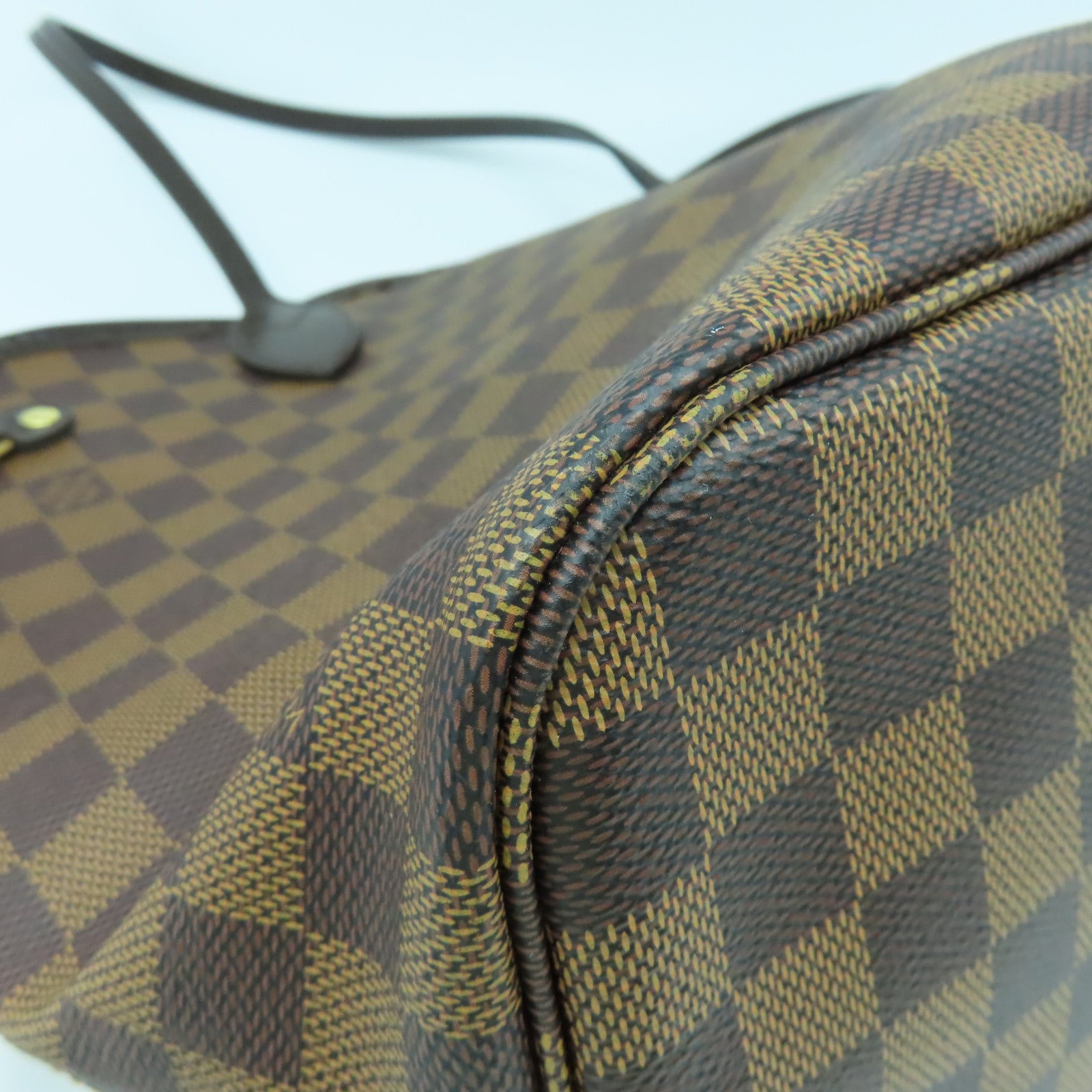 LOUIS VUITTON 【激減優惠】Damier Neverfull MM金扣手挽袋啡色