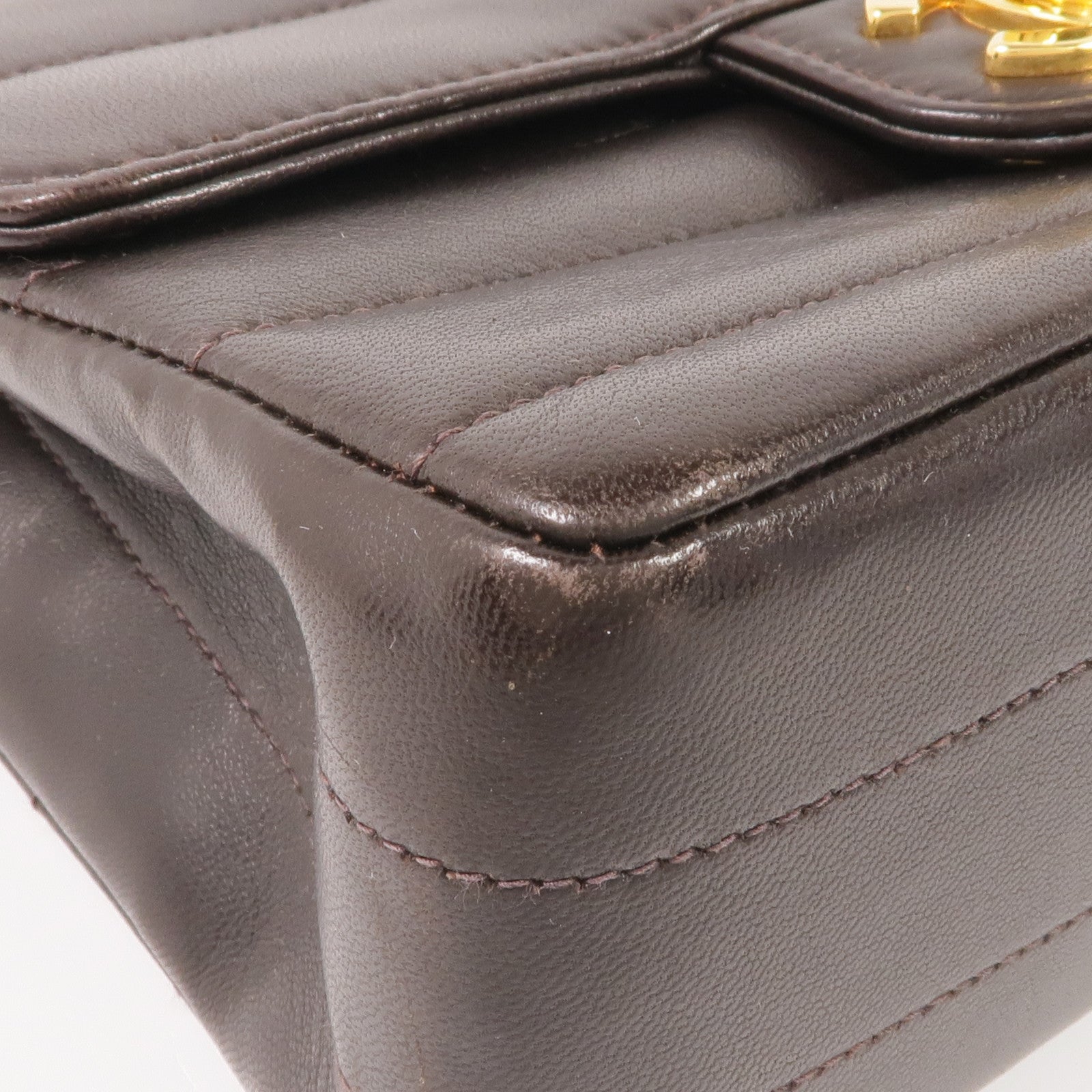 CHANEL 羊皮皮革Vintage Mini Flap Bag金扣鏈帶肩背袋