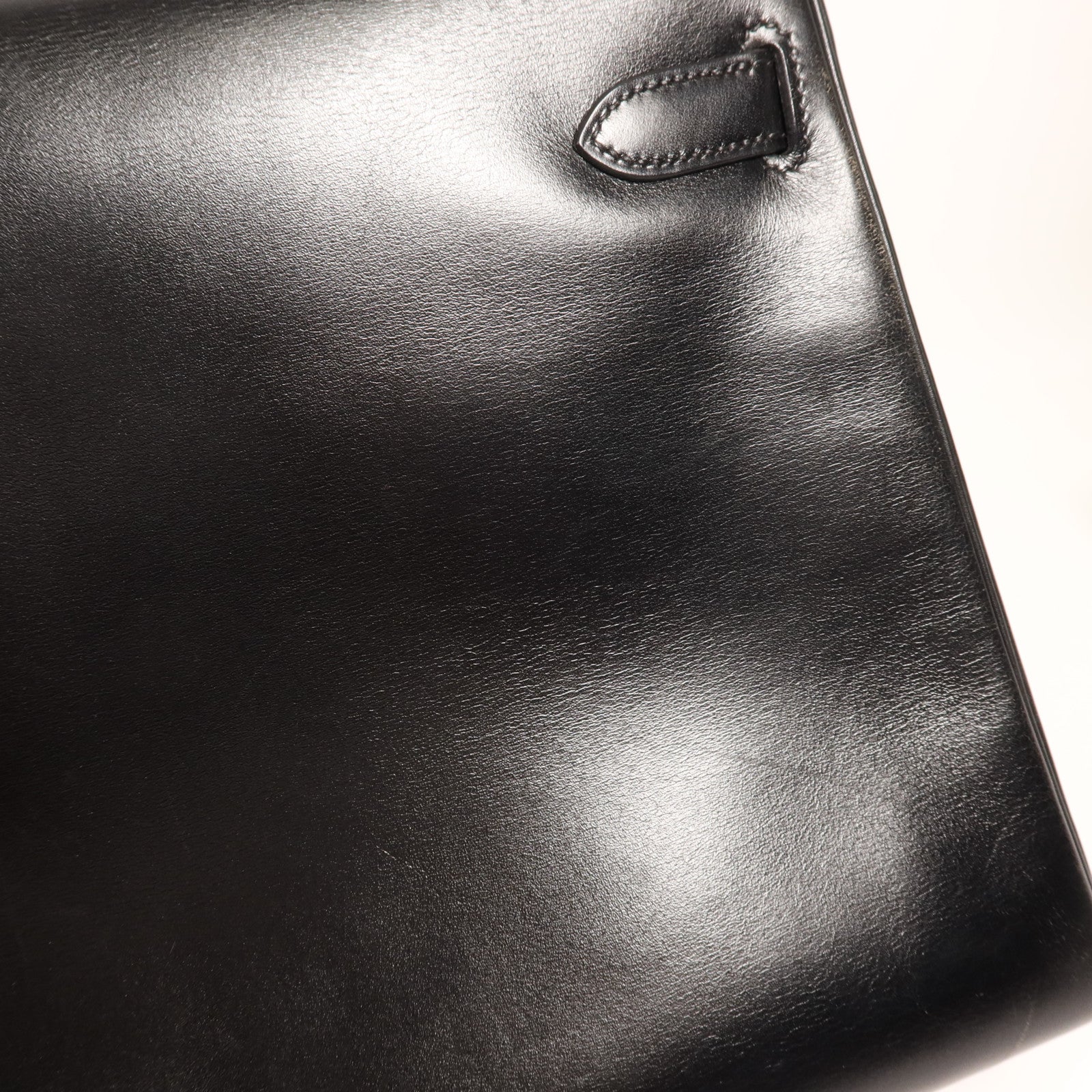 HERMES Box Calf皮革Kelly 32金扣手挽肩背兩用袋Noir