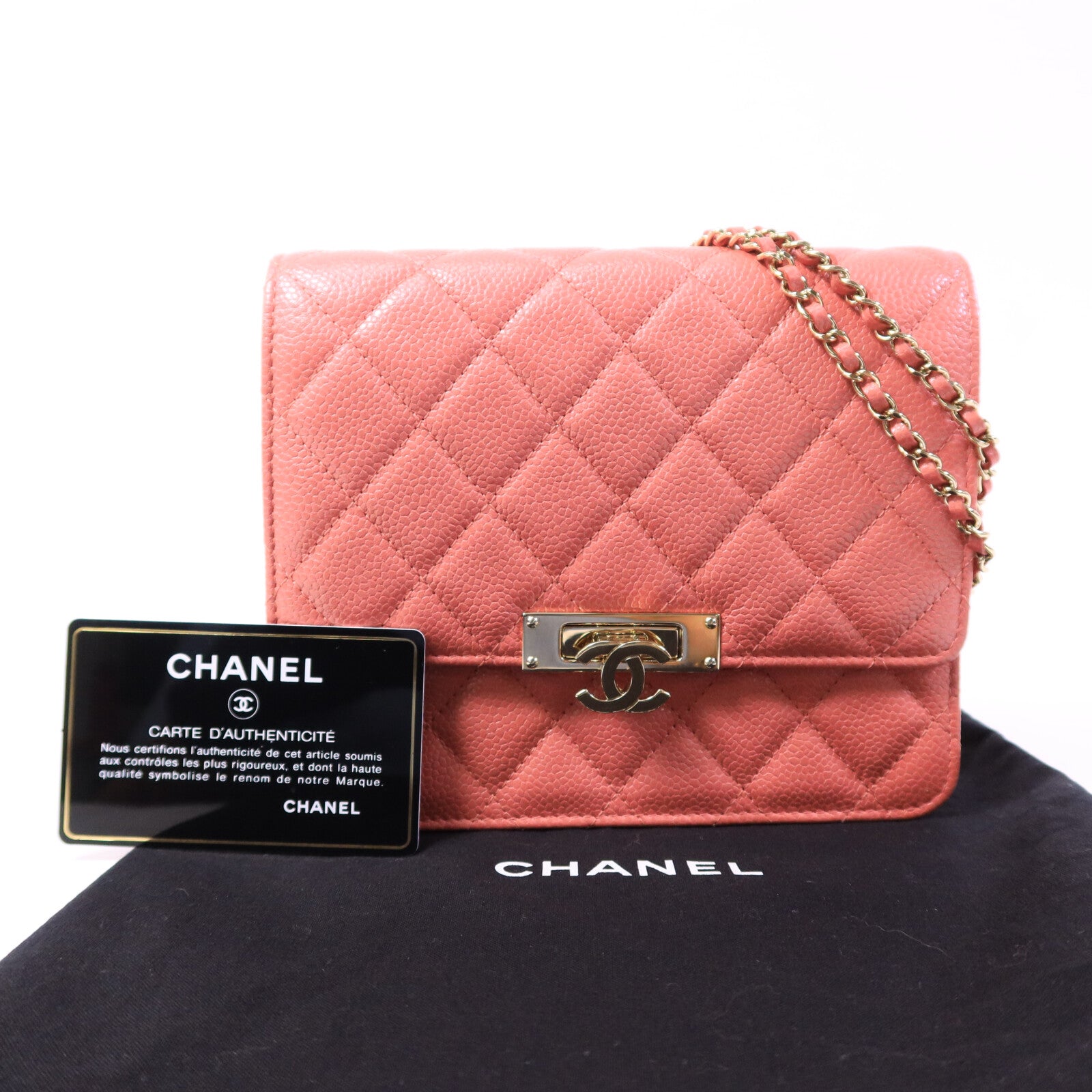 CHANEL 牛皮皮革Wallet On Chain鏈帶肩背袋