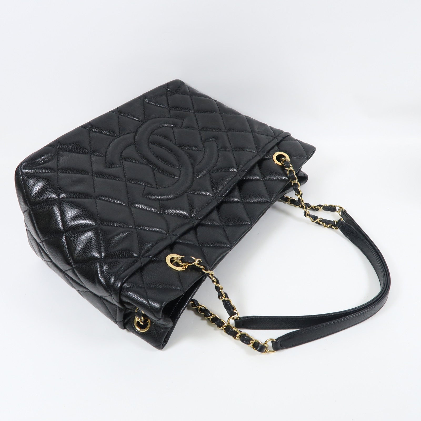 CHANEL 牛皮皮革Chain Shoulder Bag金扣鏈帶肩背袋黑色