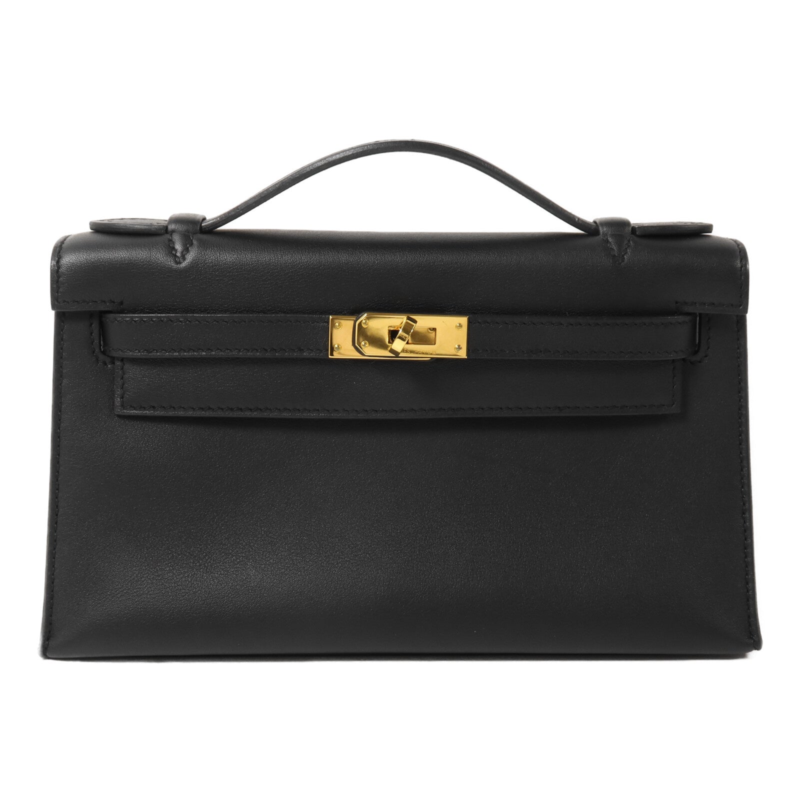 HERMES Swift皮革Kelly Pochette手挽袋Noir