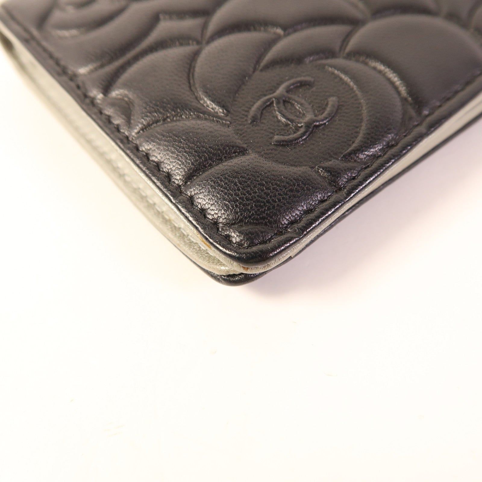 CHANEL 羊皮皮革Long Bifold Wallet銀扣長錢包