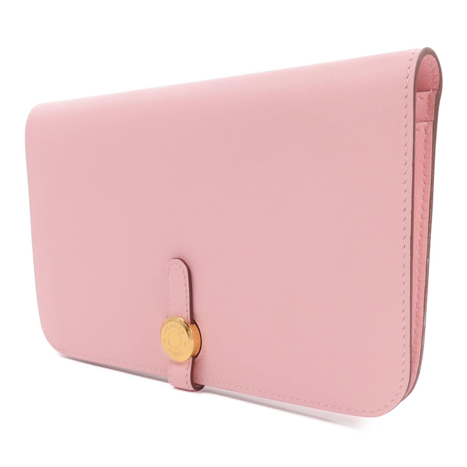HERMES Swift皮革Dogon GM長錢包Rose Sakura