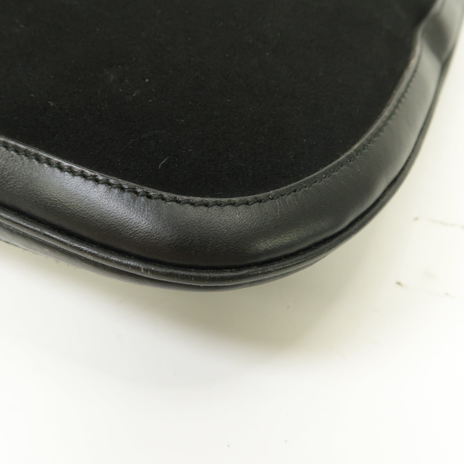 GUCCI 【激減優惠】麂皮皮革/皮革Shoulder Bag金扣肩背袋黑色
