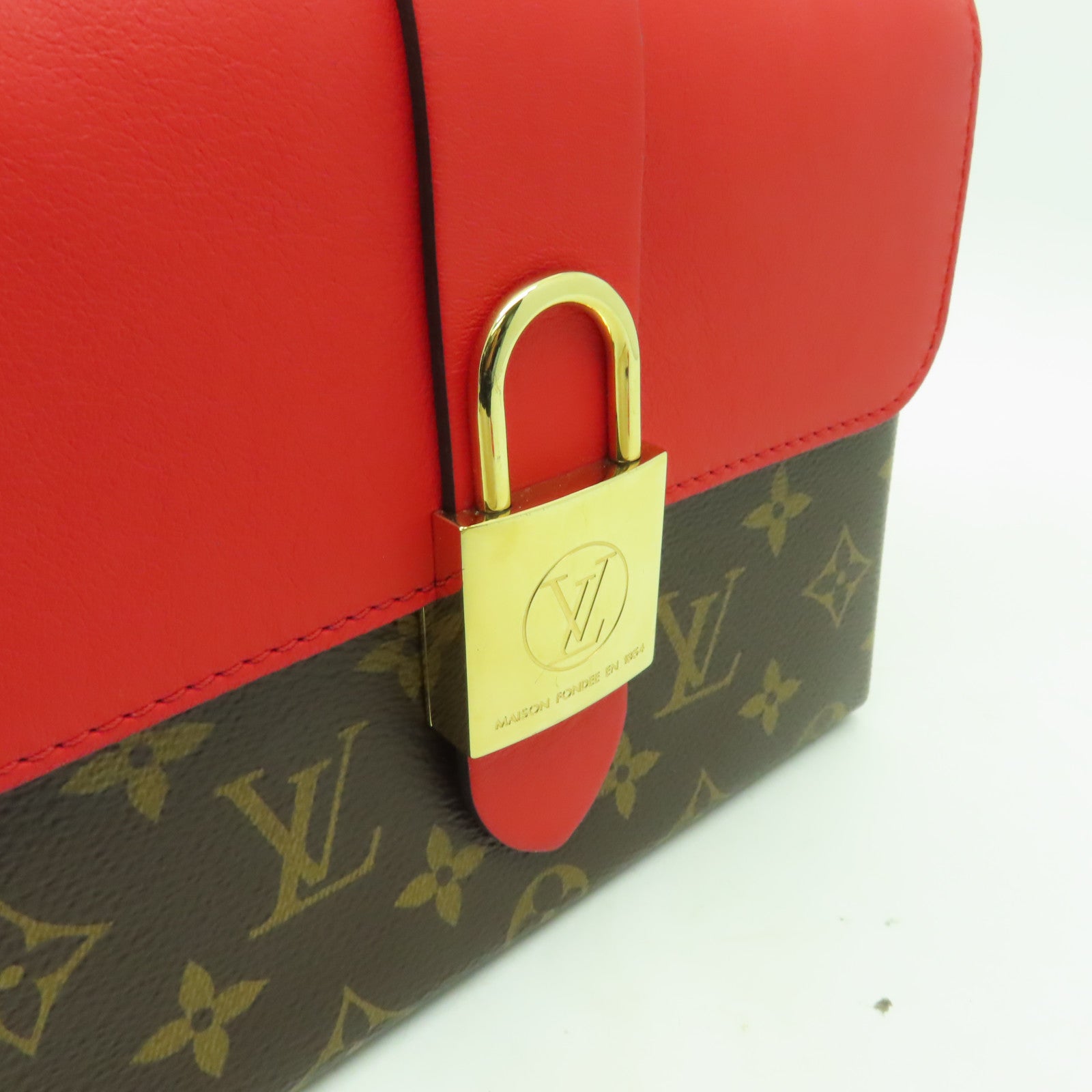 LOUIS VUITTON 【激減優惠】Monogram Locky BB金扣手挽袋紅色/啡色