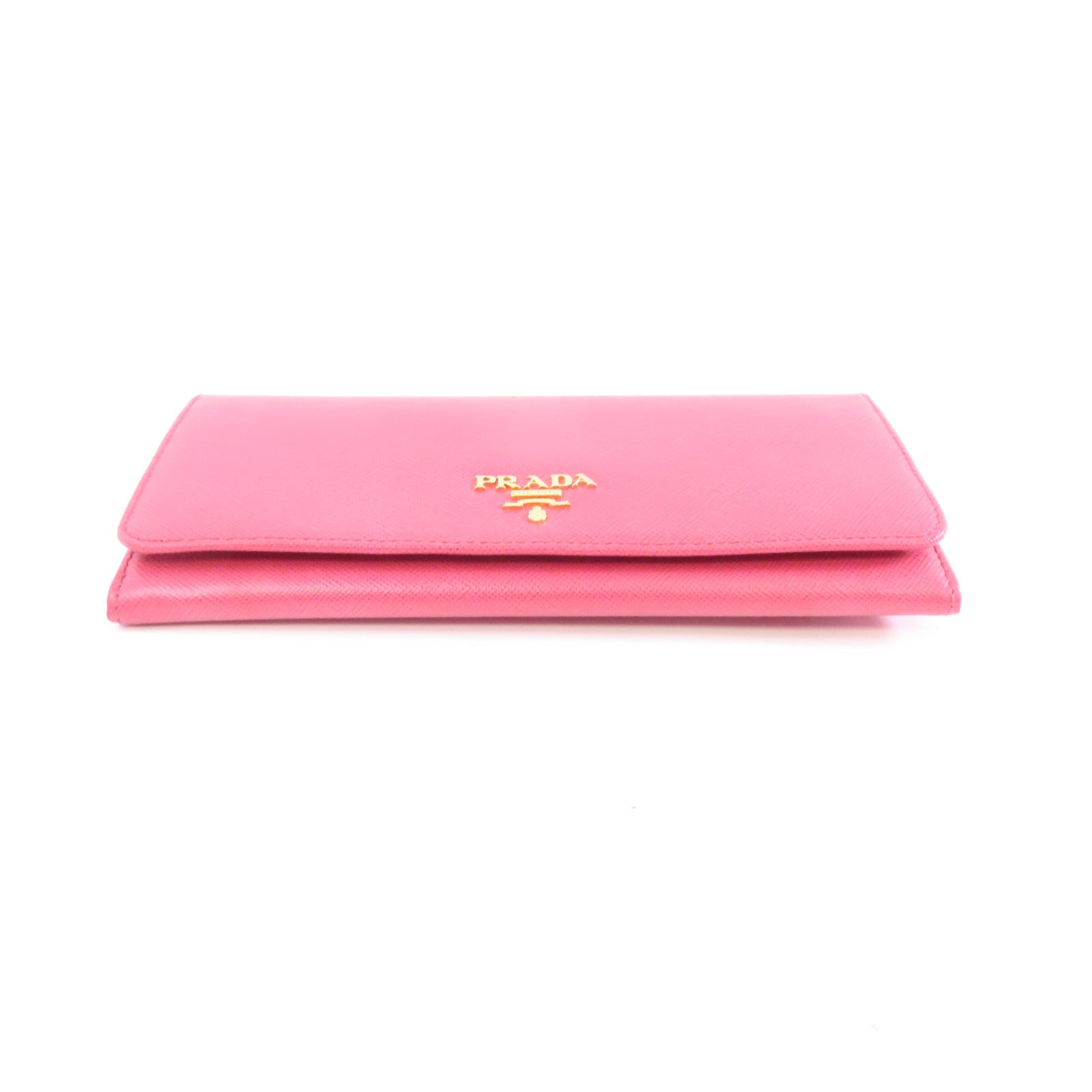 PRADA 【激減優惠】Saffiano皮革Long Wallet金扣長錢包粉紅色
