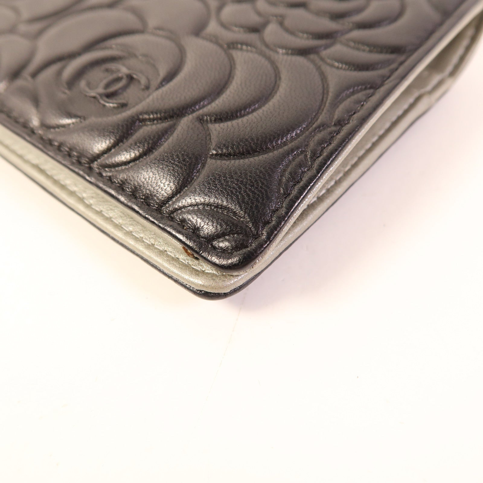 CHANEL 羊皮皮革Long Bifold Wallet銀扣長錢包