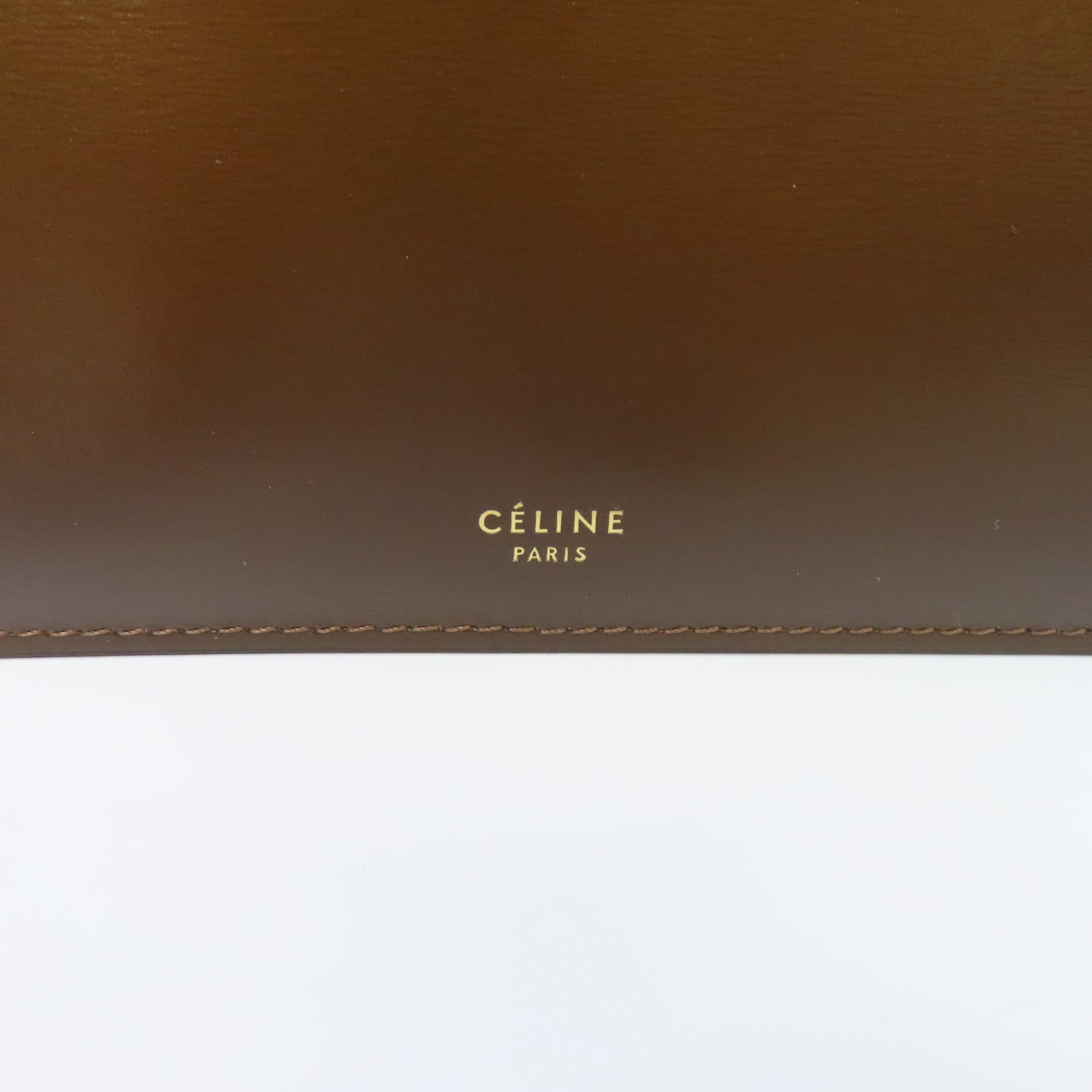 CELINE 牛皮皮革Handbag金扣手挽袋棕色
