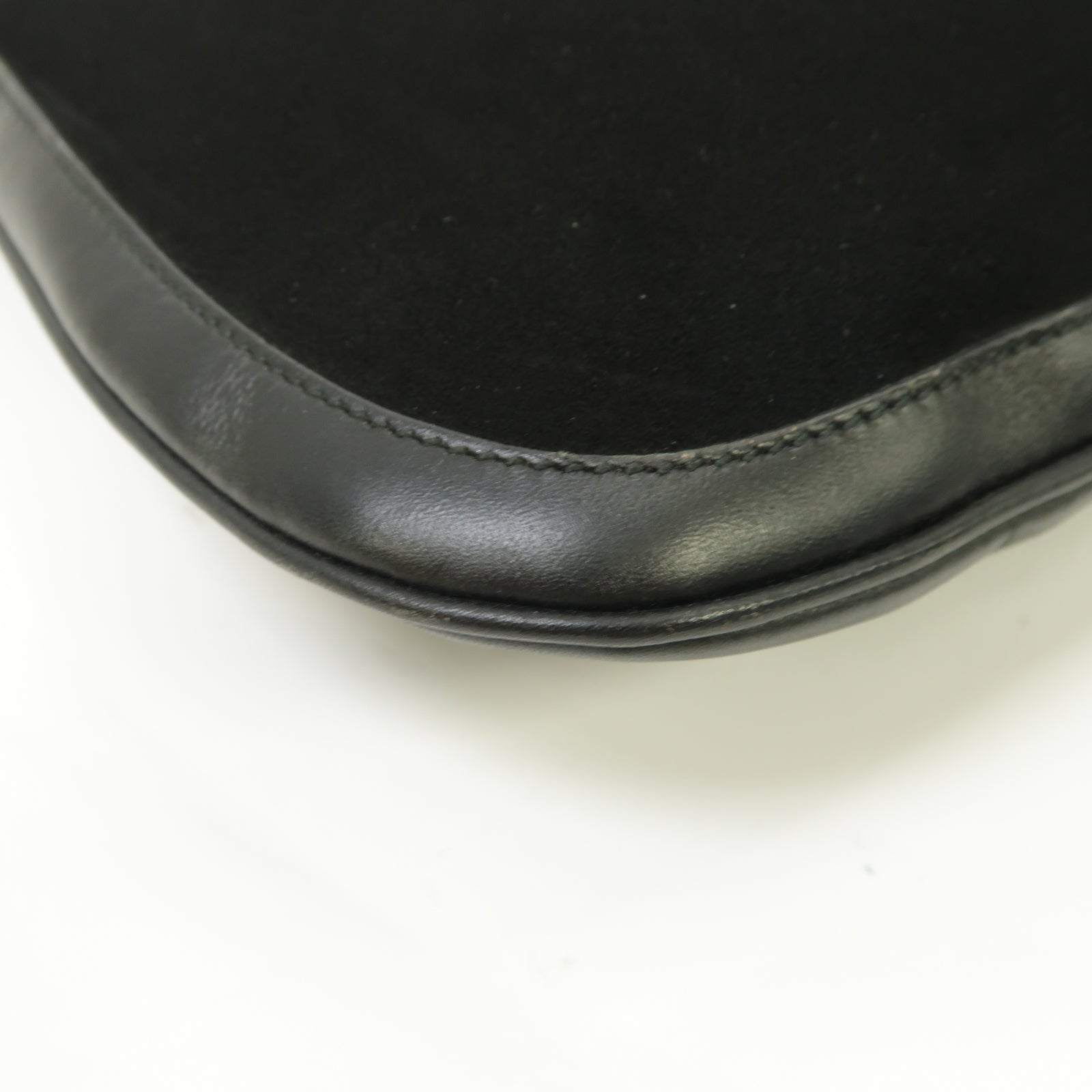 GUCCI 【激減優惠】麂皮皮革/皮革Shoulder Bag金扣肩背袋黑色