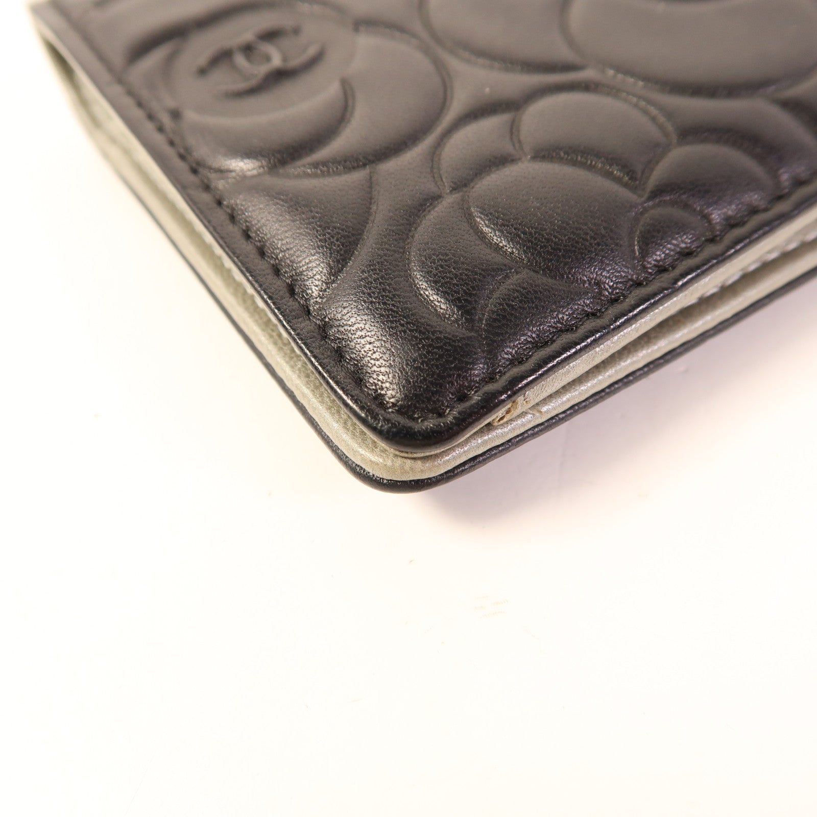 CHANEL 羊皮皮革Long Bifold Wallet銀扣長錢包