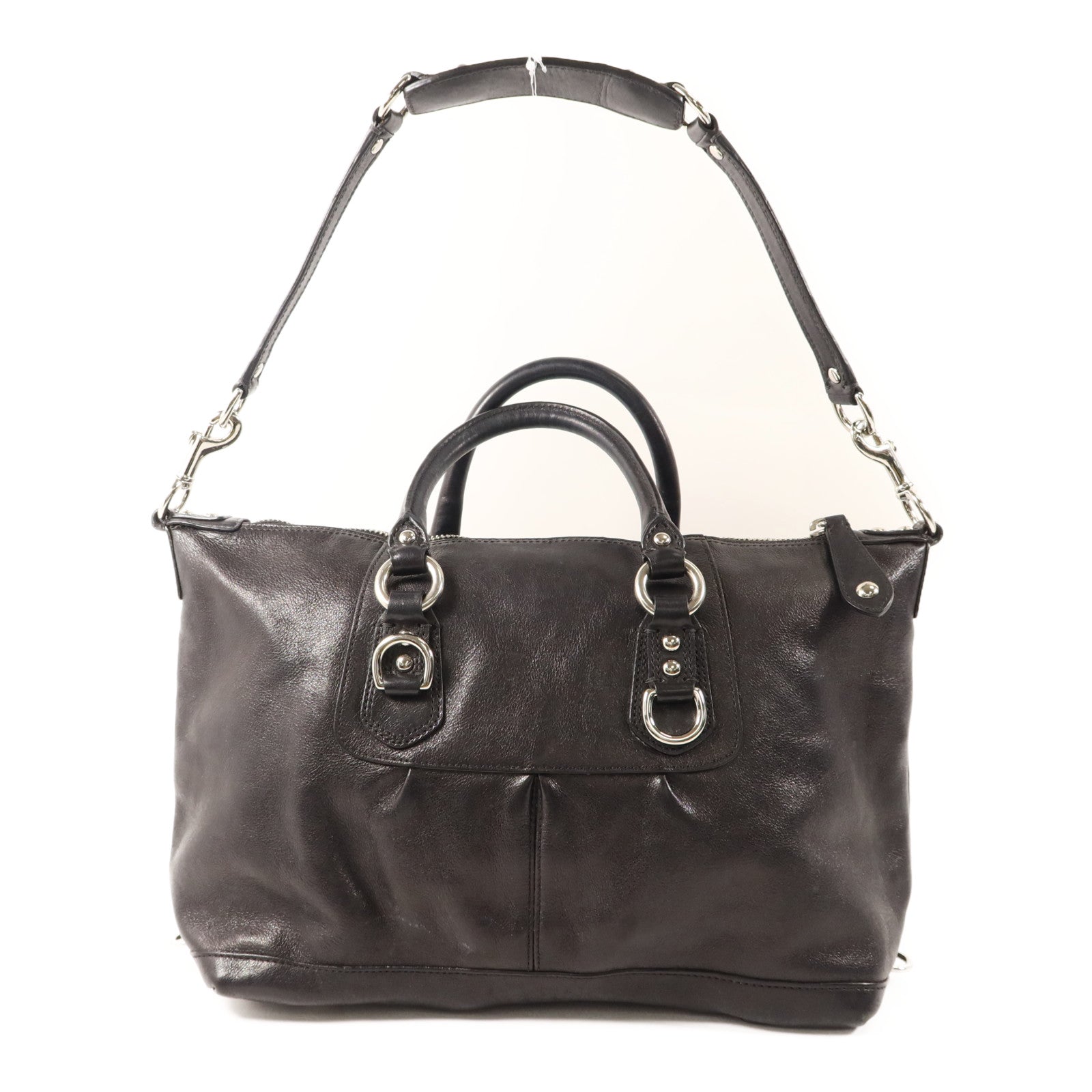 COACH 牛皮皮革2 Way Shoulder Bag銀扣手挽肩背兩用袋