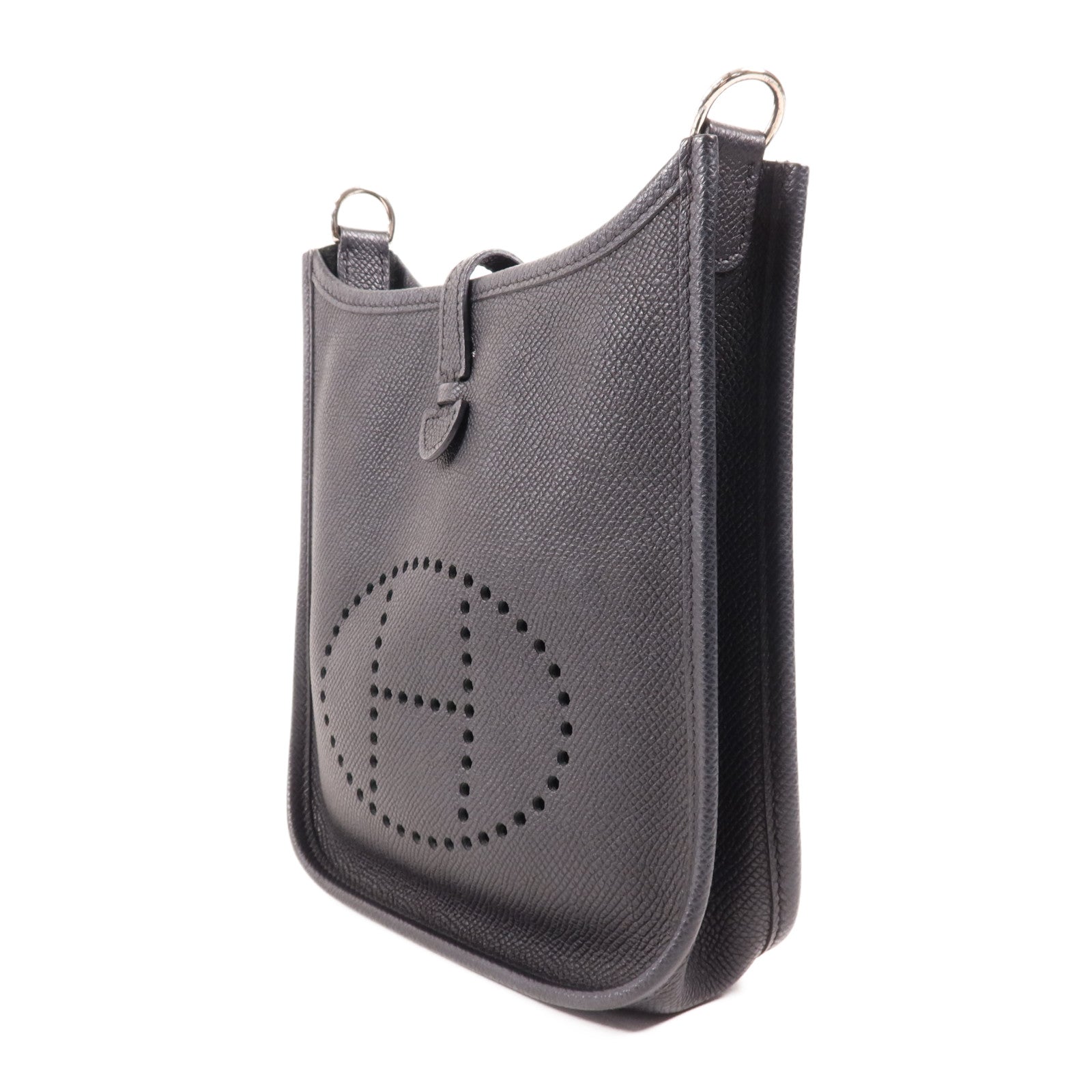 HERMES Epsom皮革Evelyne TPM銀扣肩背袋Noir