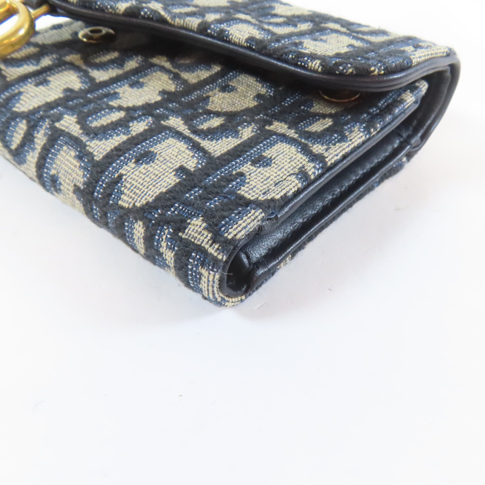 Dior 帆布Trifold Wallet金扣錢包藍色/米色