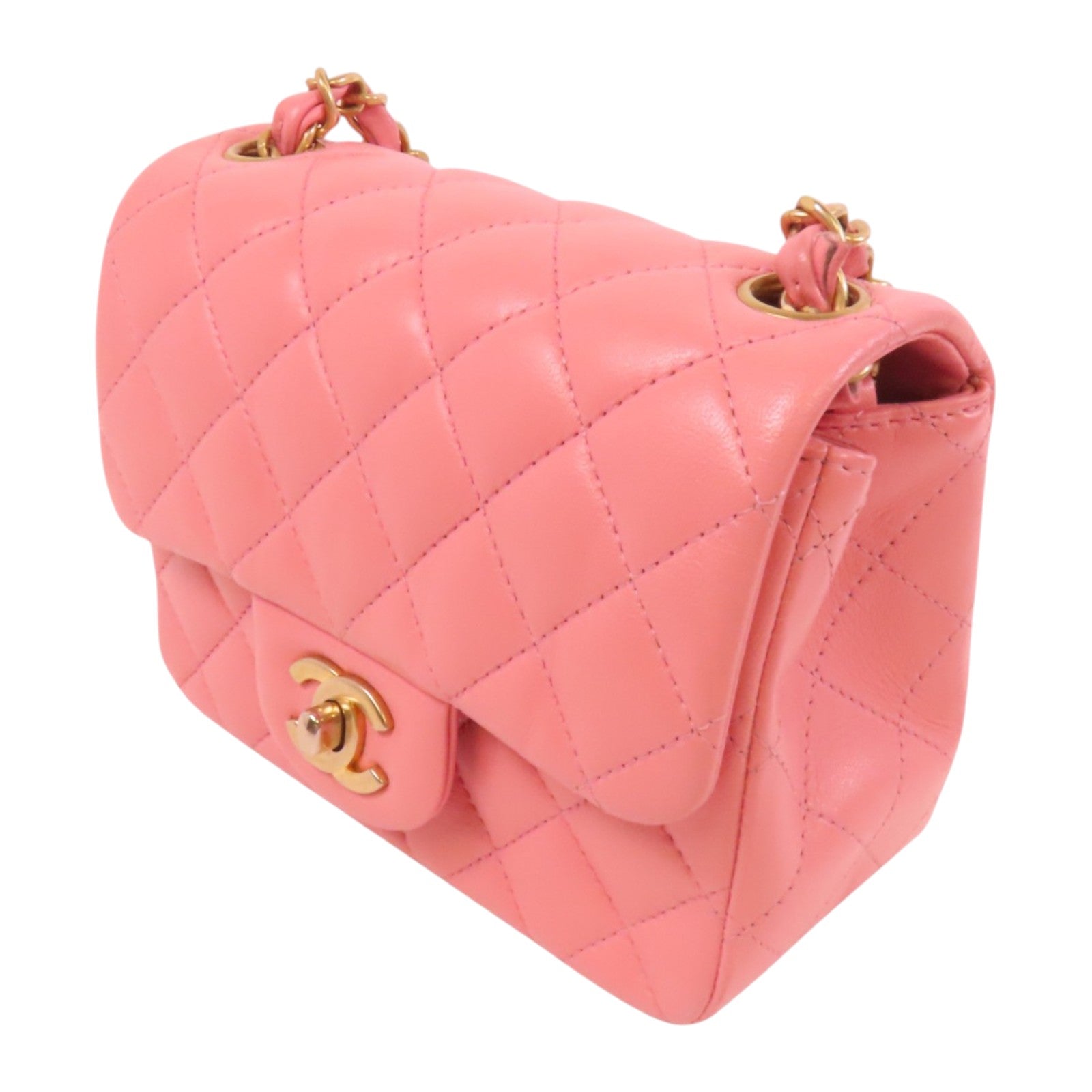 CHANEL 羊皮皮革Mini Classic 17金扣鏈帶肩背袋