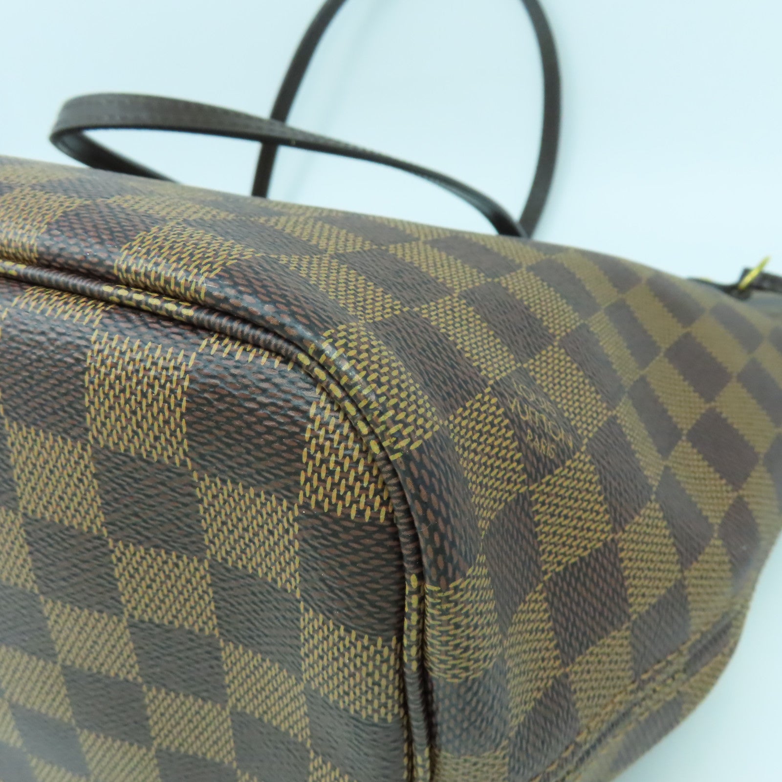 LOUIS VUITTON 【激減優惠】Damier Neverfull MM金扣手挽袋啡色