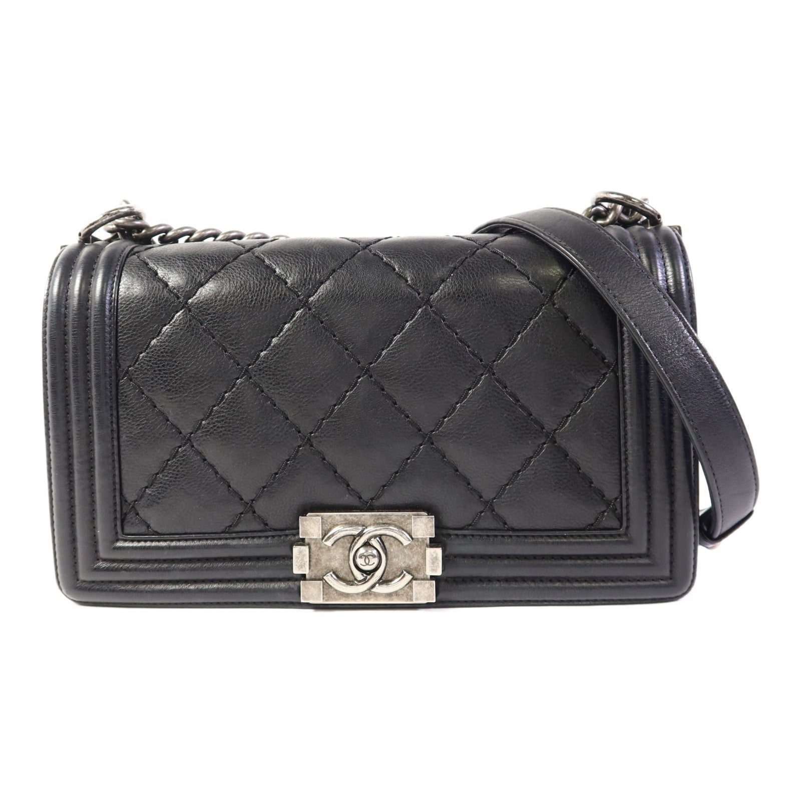 CHANEL 牛皮皮革Boy 25鏈帶肩背袋