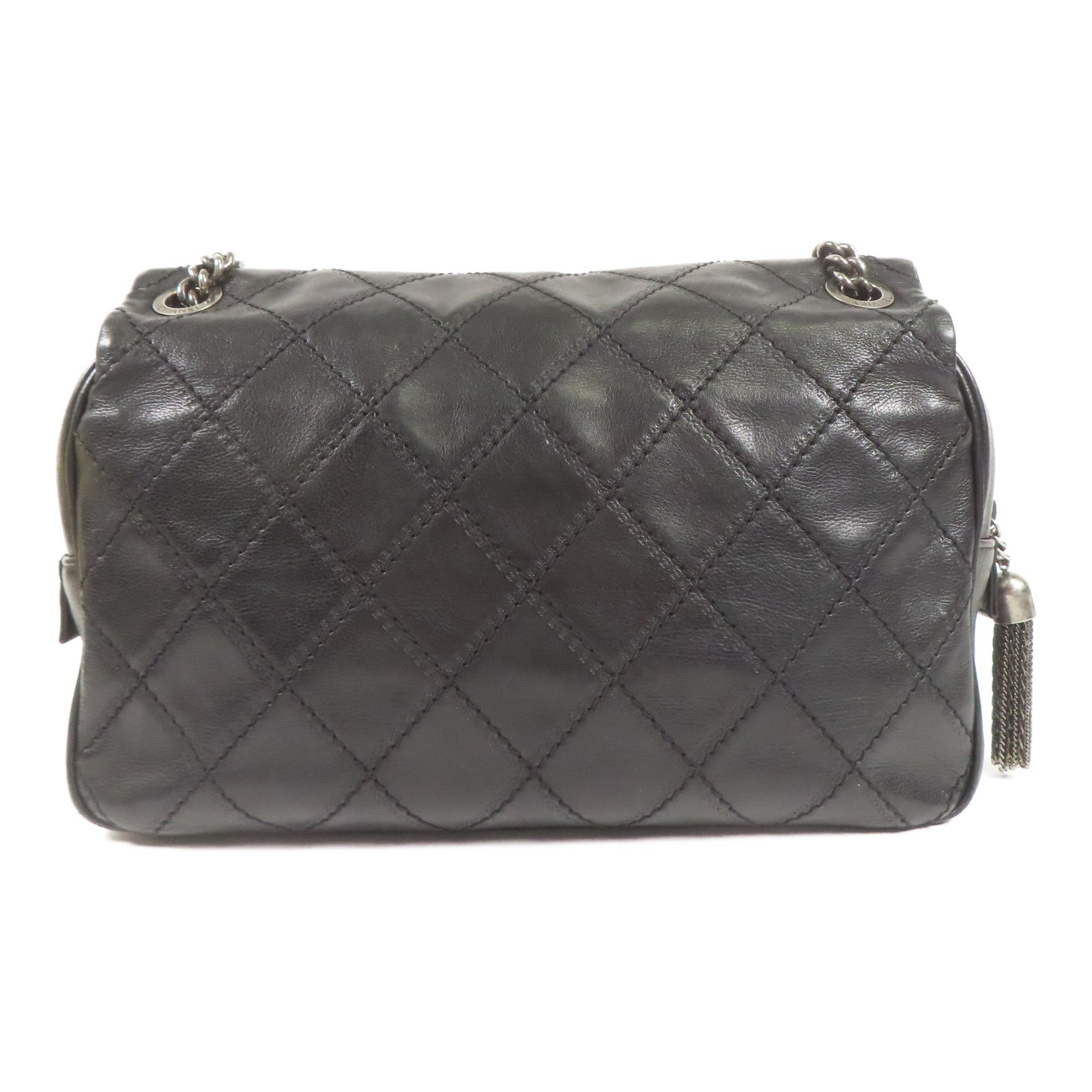 CHANEL 羊皮皮革Shoulder Bag銀扣鏈帶肩背袋