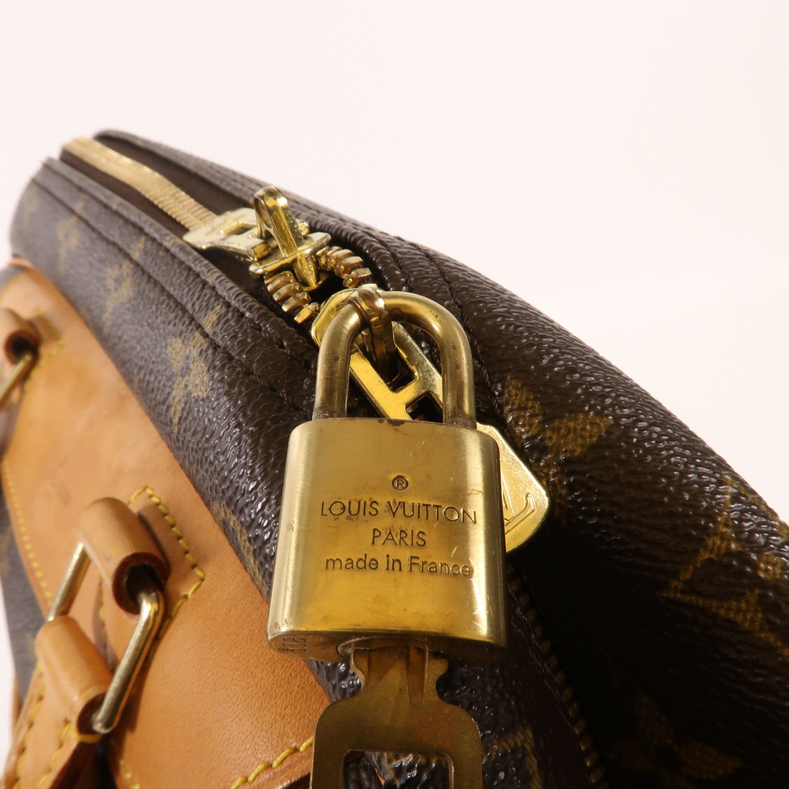 LOUIS VUITTON Monogram Deauville金扣手挽袋棕色