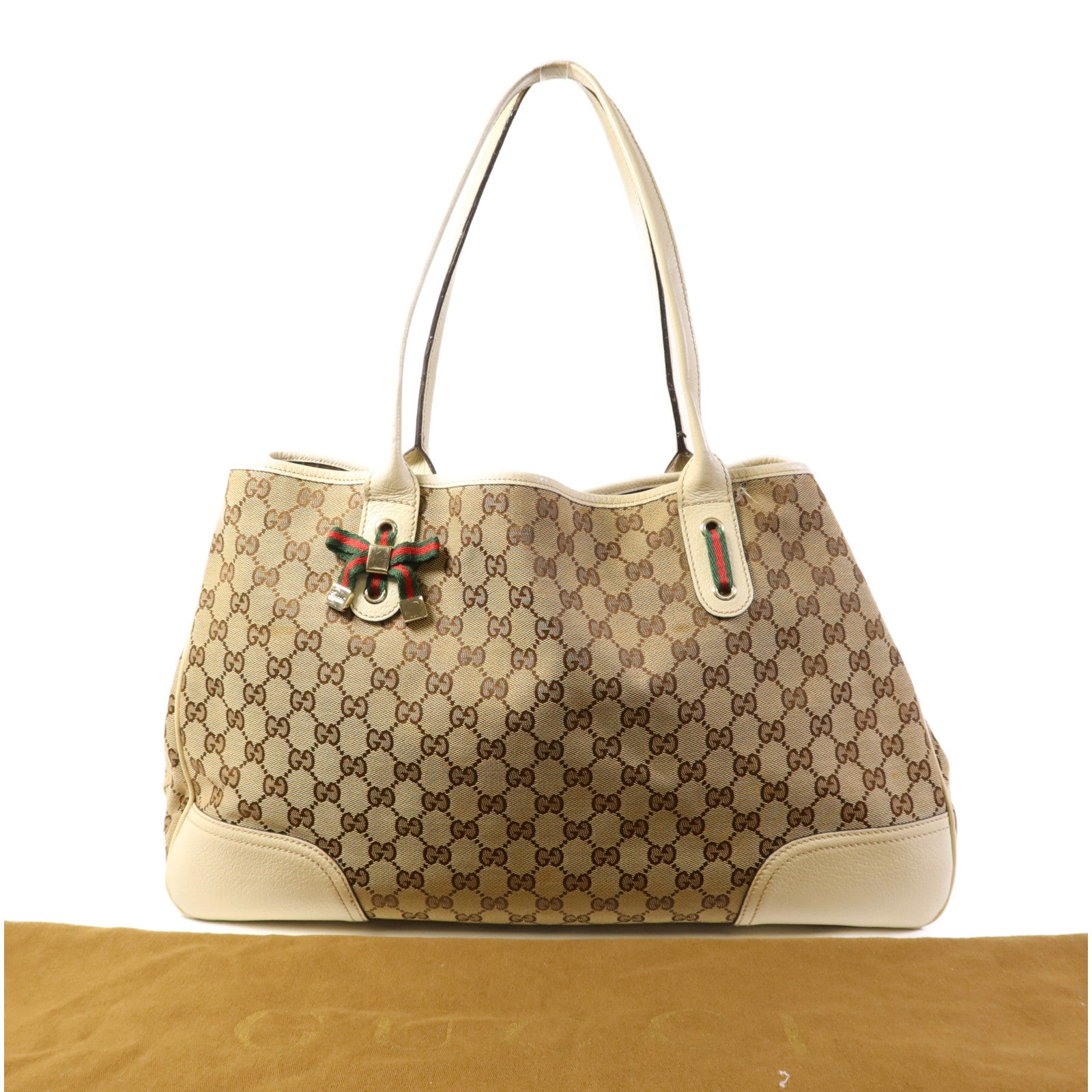 GUCCI 帆布Shoulder Tote金扣肩背袋/手挽袋