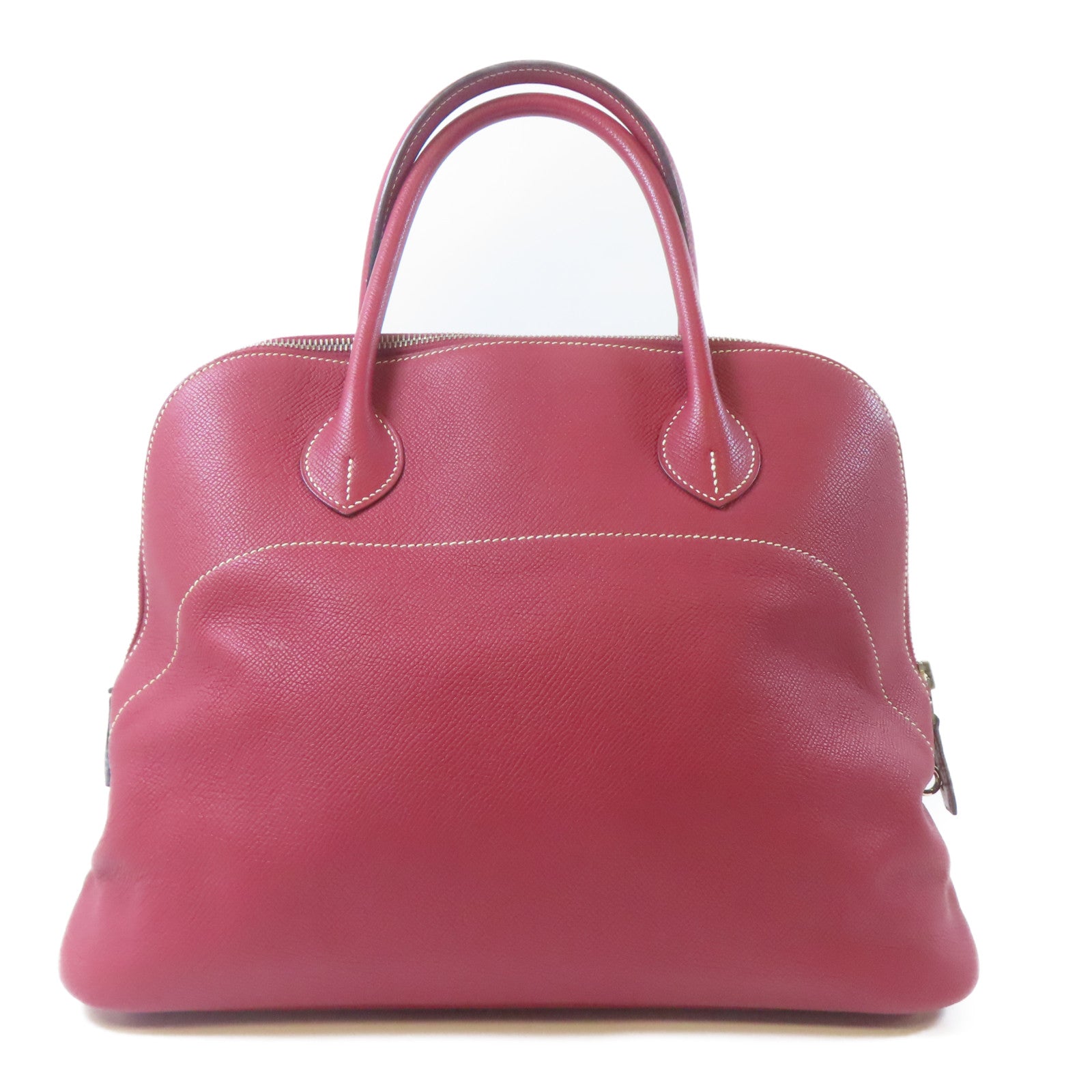 HERMES 【激減優惠】Epsom皮革Bolide Relax 35銀扣手挽袋Rouge Grenat紅色