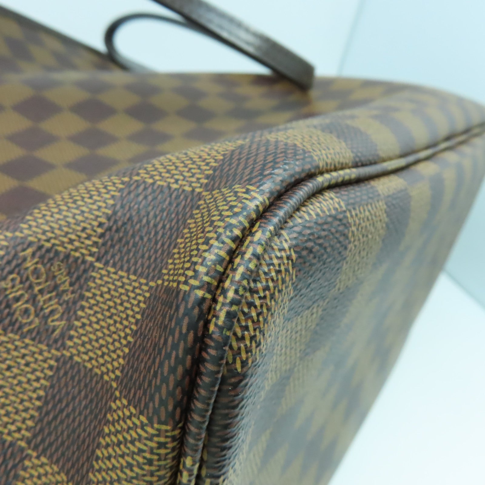 LOUIS VUITTON 【激減優惠】Damier Neverfull MM金扣手挽袋啡色