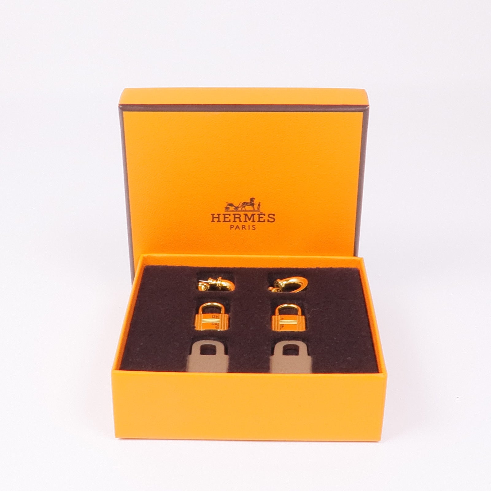 HERMES 皮革/金屬O'Kelly Earrings耳環18 Etoupe