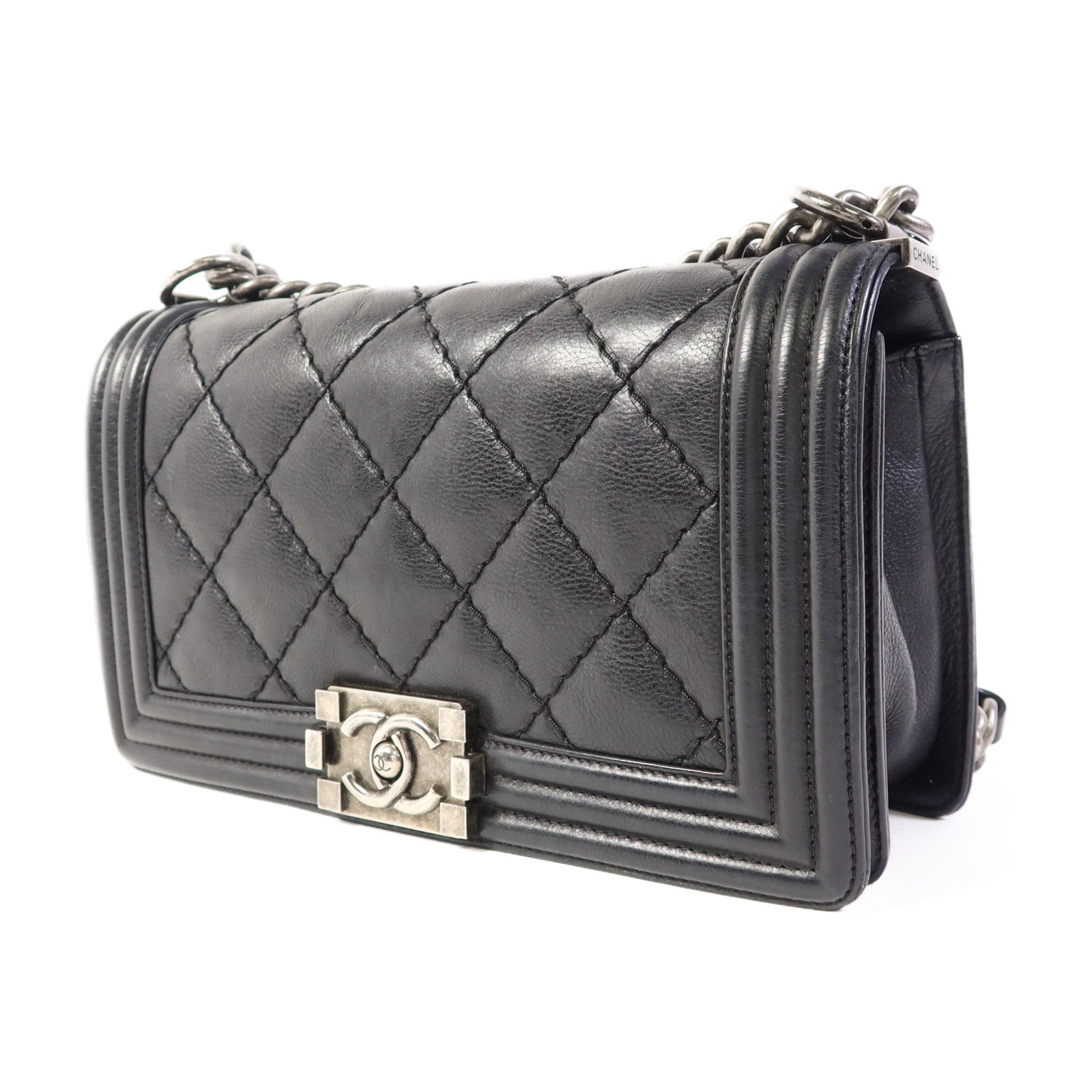 CHANEL 牛皮皮革Boy 25鏈帶肩背袋