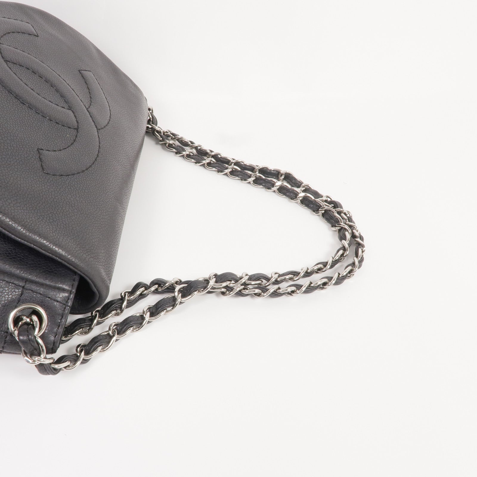 CHANEL 牛皮皮革Chain Shoulder Bag銀扣鏈帶肩背袋