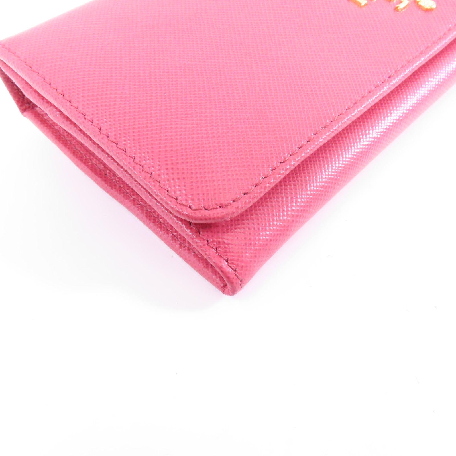 PRADA 【激減優惠】Saffiano皮革Long Wallet金扣長錢包粉紅色