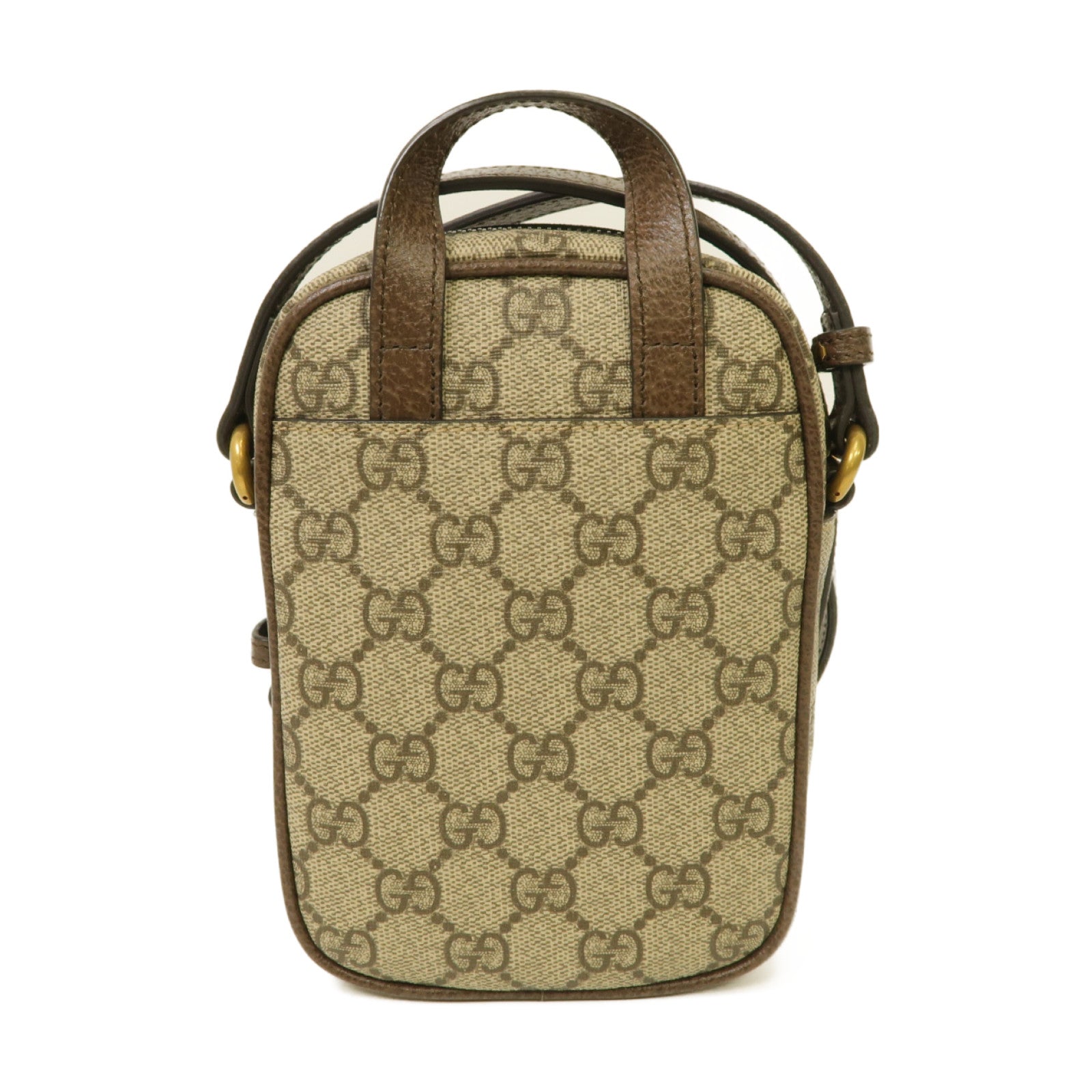 GUCCI 塗層帆布Ophidia Mini Bag金扣肩背袋棕色