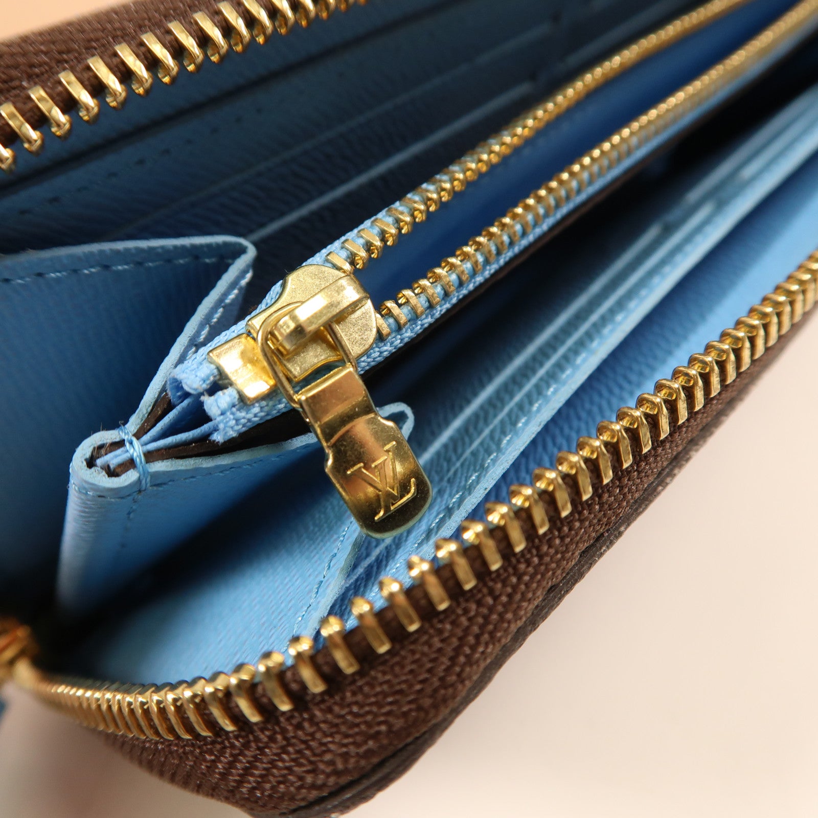 LOUIS VUITTON Damier Portefeuille Clemence金扣長錢包