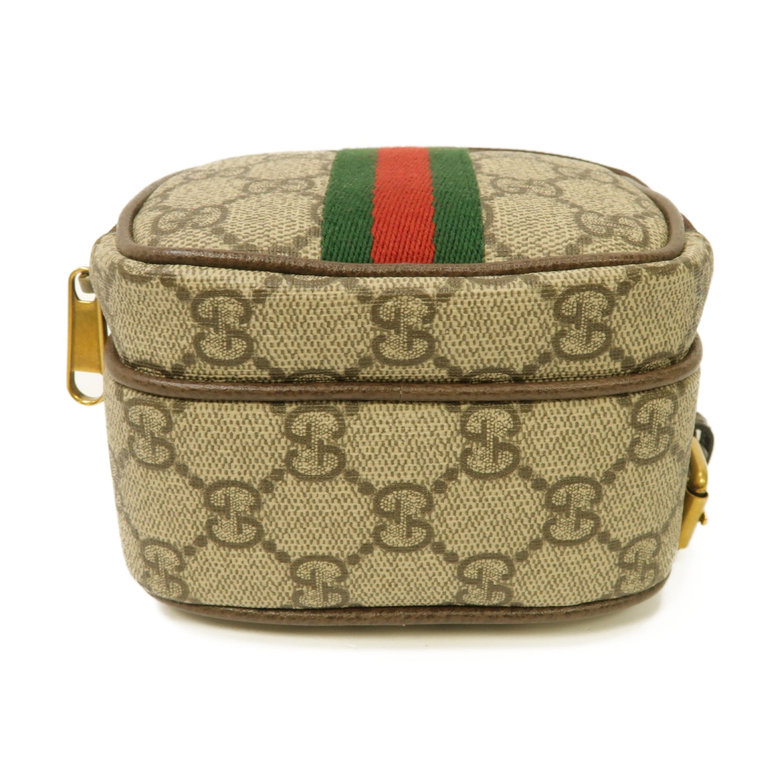 GUCCI 塗層帆布Ophidia Mini Bag金扣肩背袋棕色