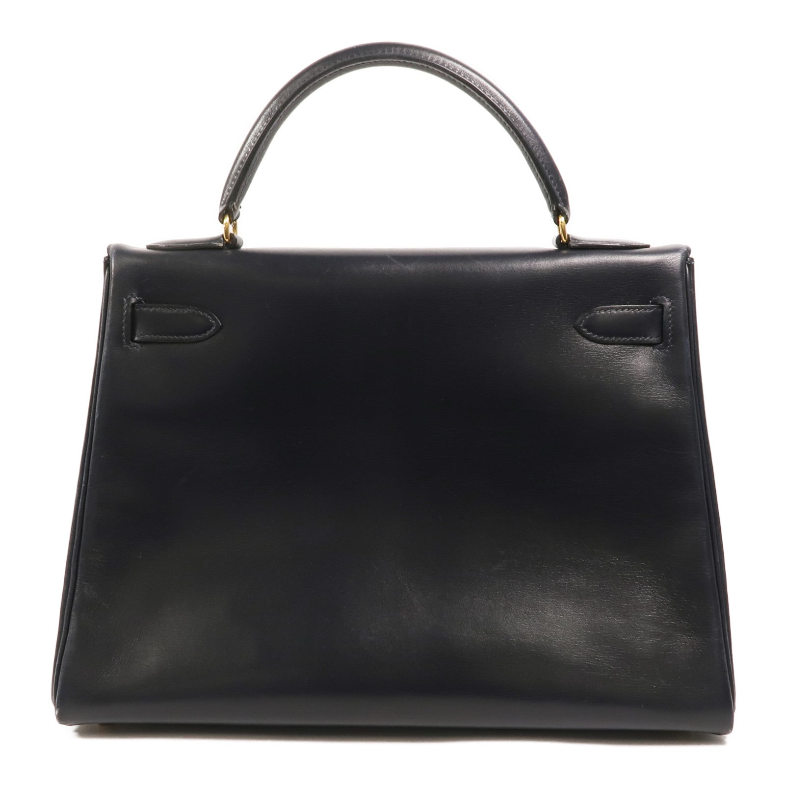 HERMES Box皮革Kelly 32手挽袋Navy
